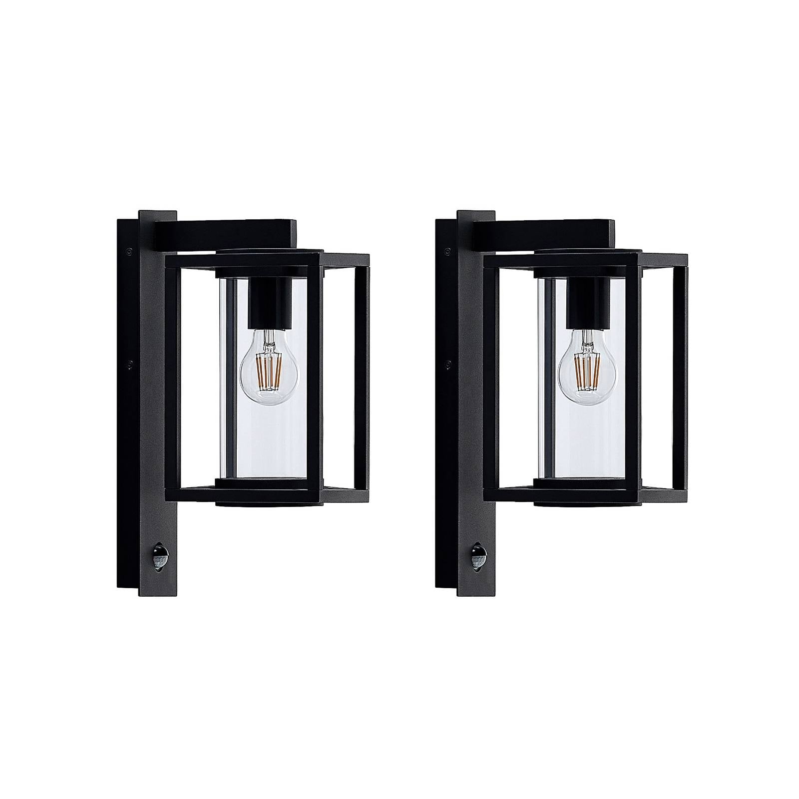 Lucande Außenwandlampe Ferda, 2er-Set, anthrazit Sensor IP44