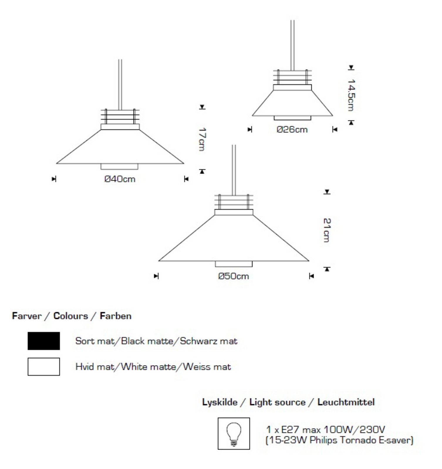 Basic Visilica Crna Ø260 - CPH Lighting