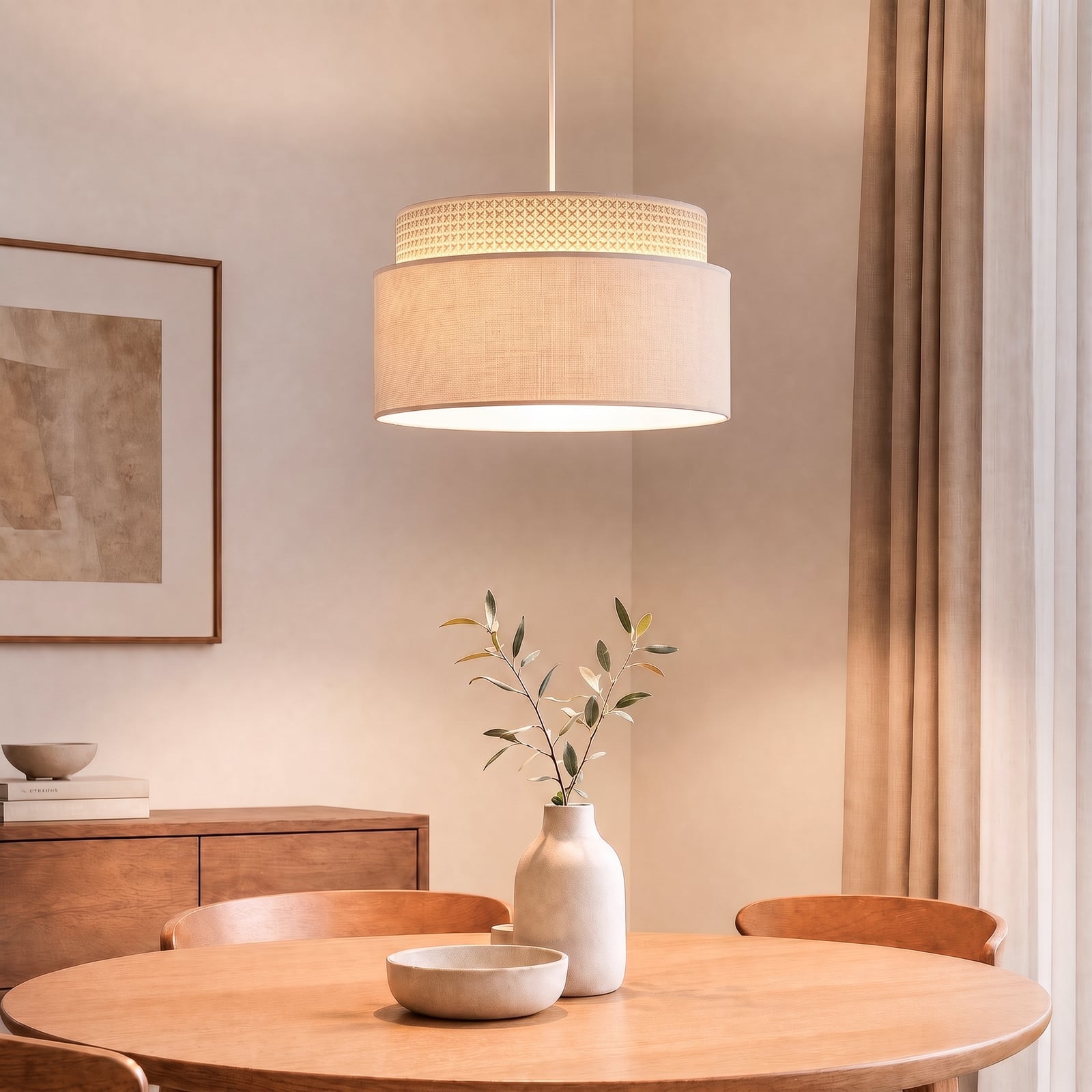 Hanglamp Milano, ecru/beige, Ø 45 cm, textiel, E27