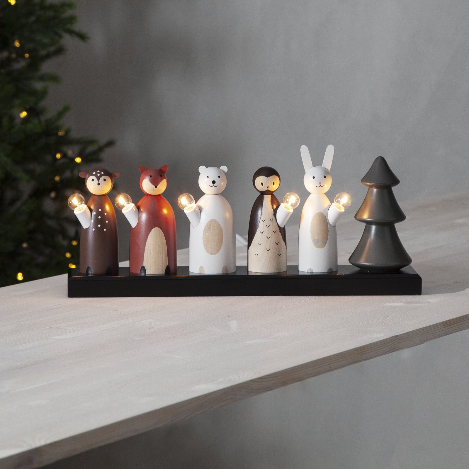 Candelabro LED Forest Friends, 5 luci