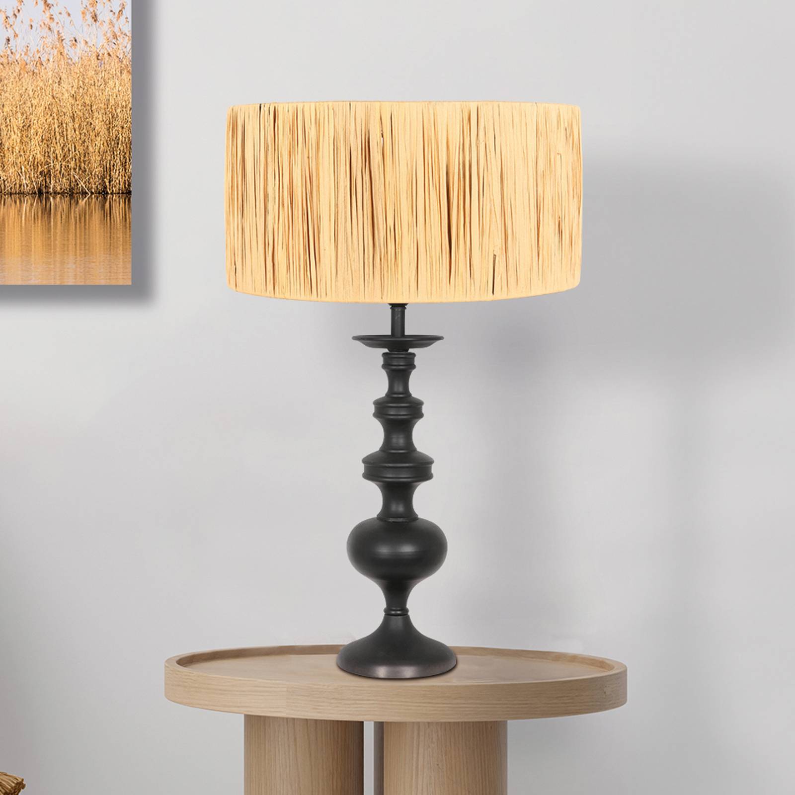 Lyons 3750ZW bordlampe naturlig flettverk