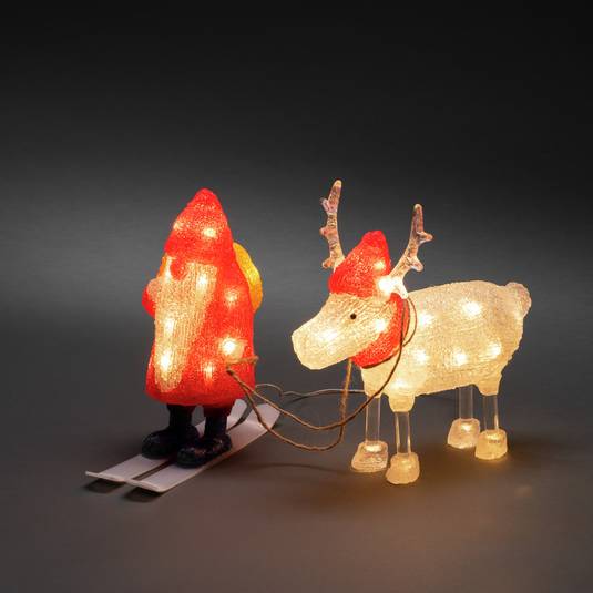 *For X-Mas*: LED-Leuchtfigur “Weihnachtsmann/Rentier” aus Acryl