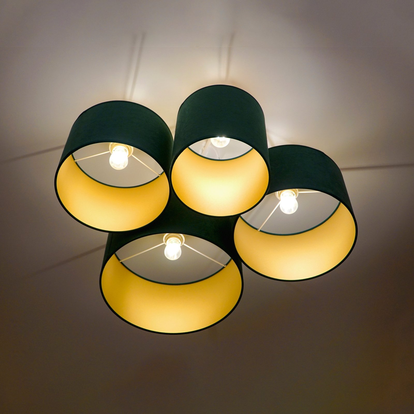 Euluna Lodge plafondlamp, 4-lamps, groen/goud