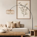 Bogen-Stehleuchte Sparkled Light schwarz/Bambus natur 240 cm
