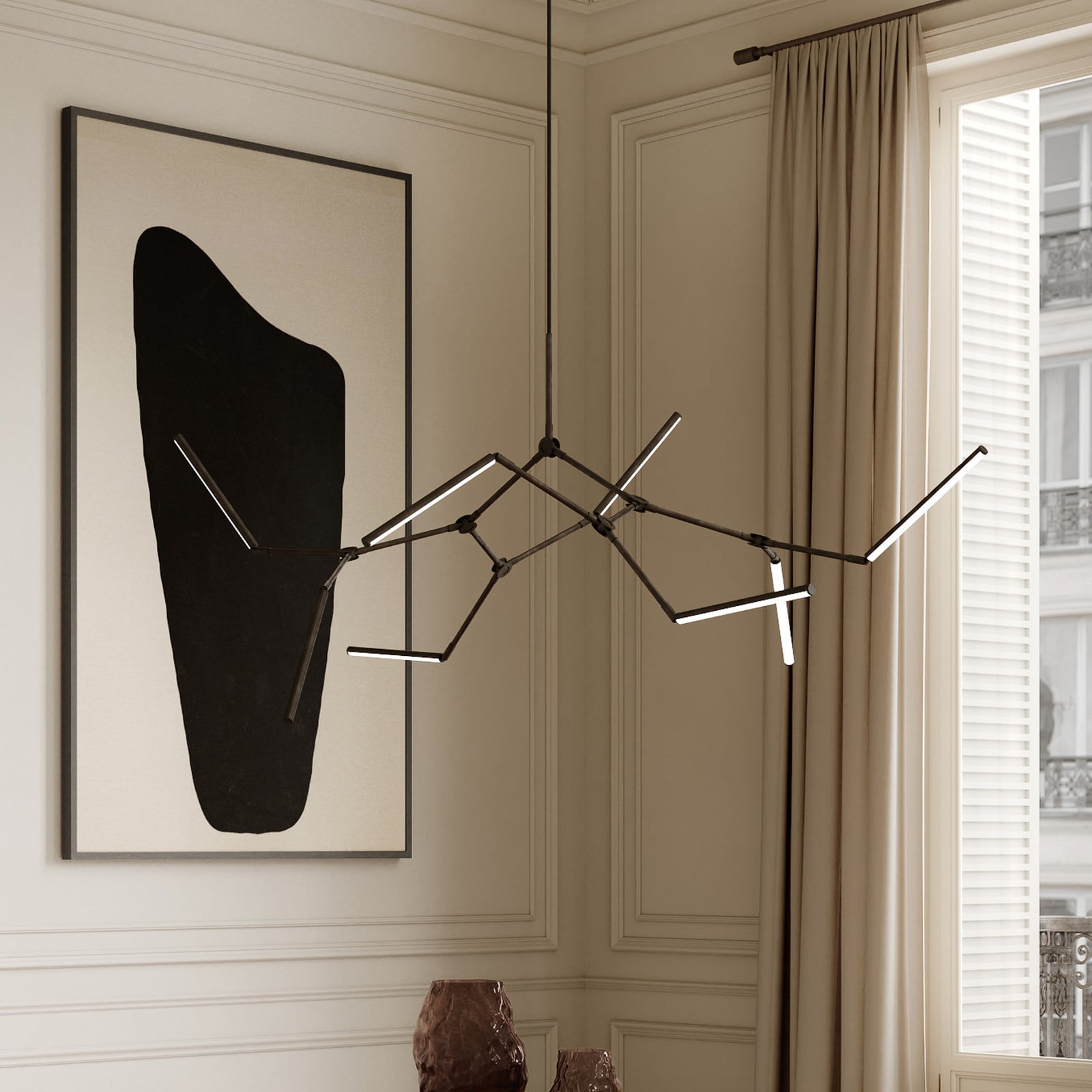 Suspension LED Stick, bronze, 196 cm, à 8 lampes