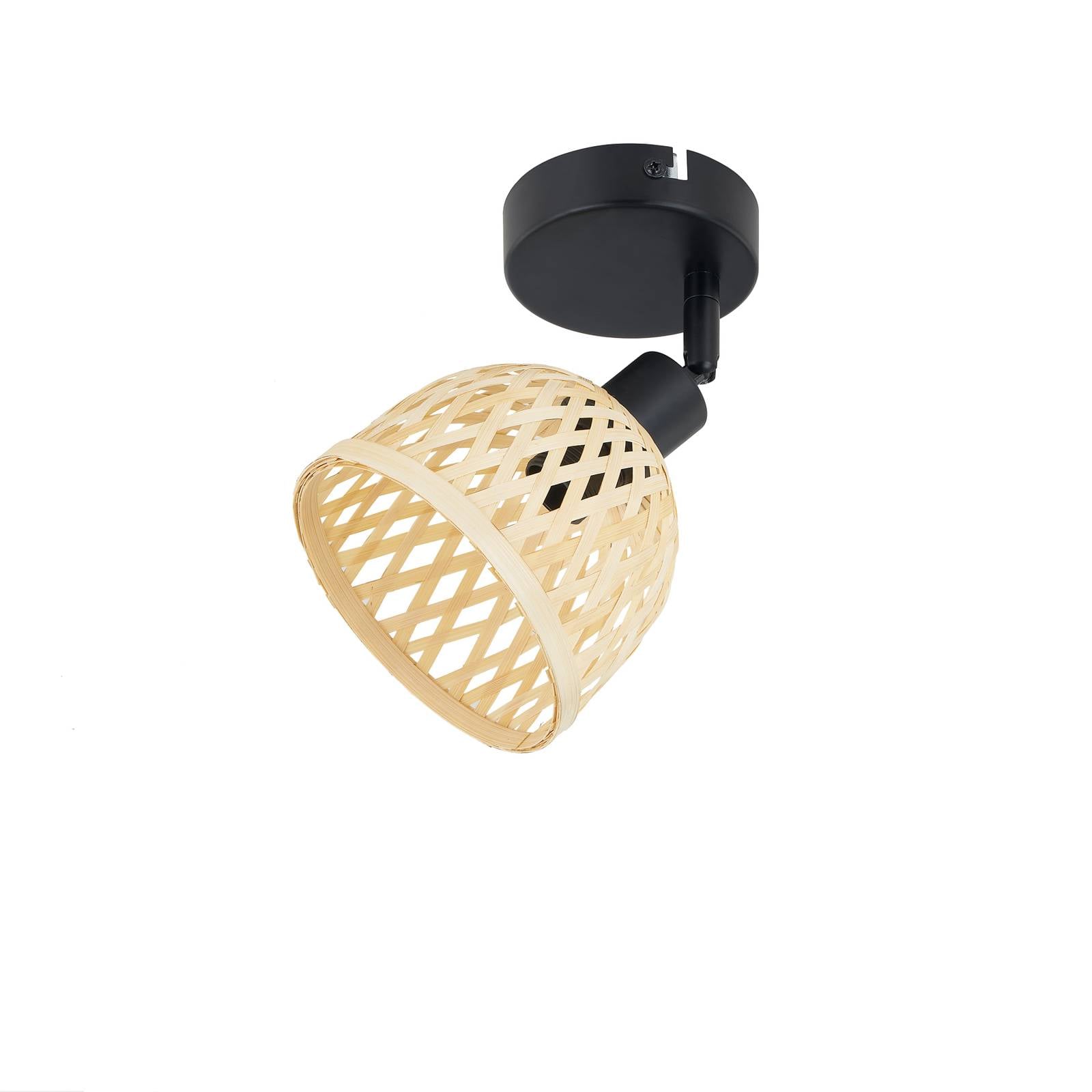 Lindby Deckenspot Youstin, Ø 12,5 cm, Bambus, E14