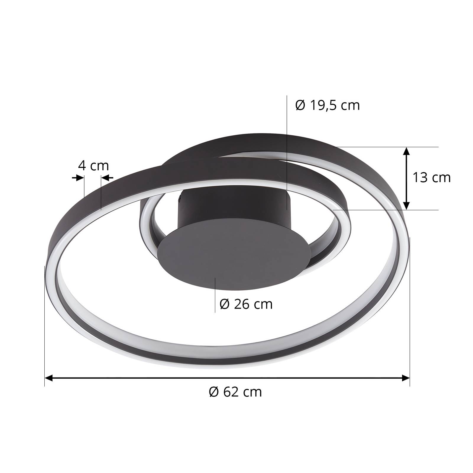 Lindby Erlinik lampa sufitowa LED, stepdim, czarna