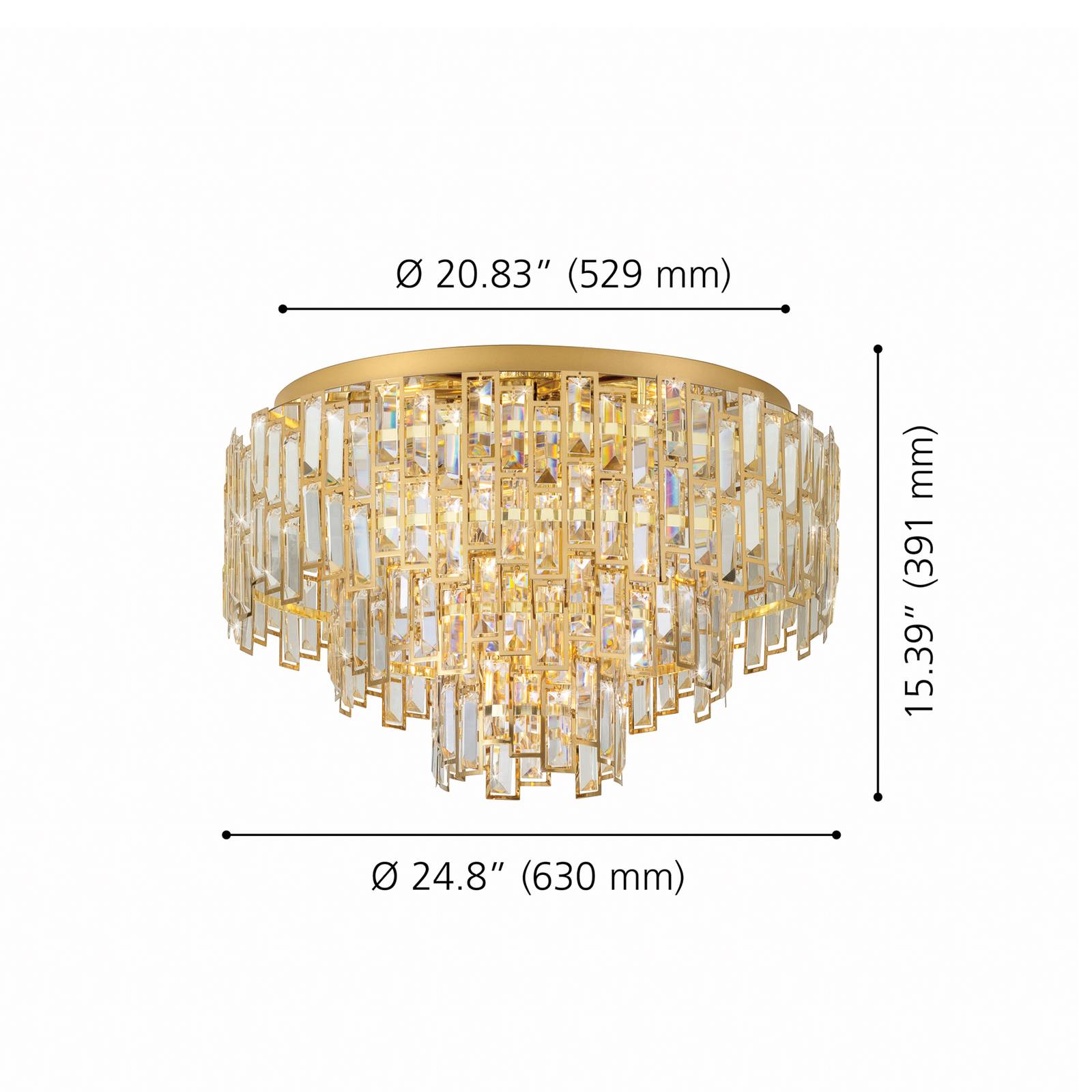 Plafonnier Stars of Light Calmeilles en laiton, Ø 63 cm, verre