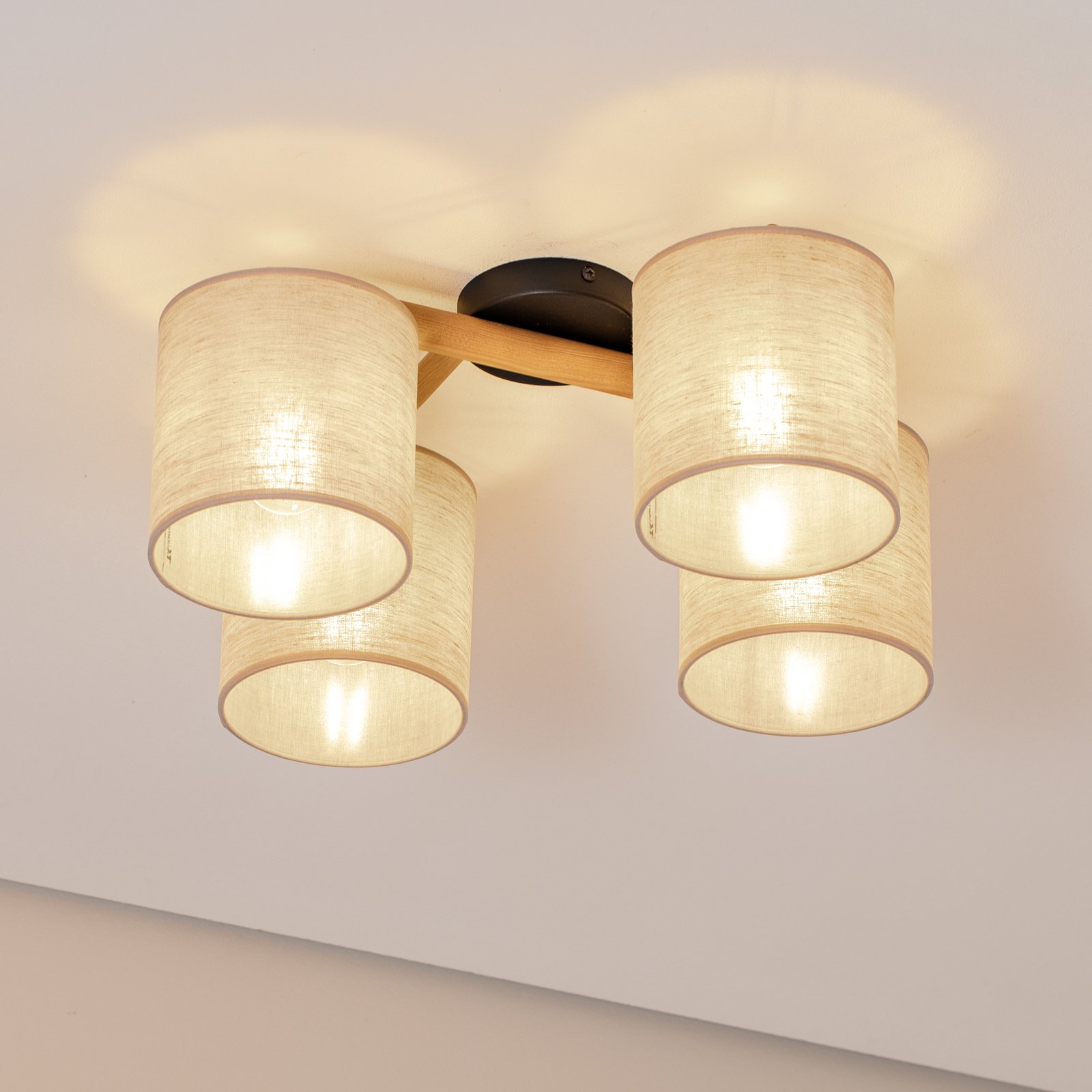 Deva ceiling lamp, 4-bulb, textile