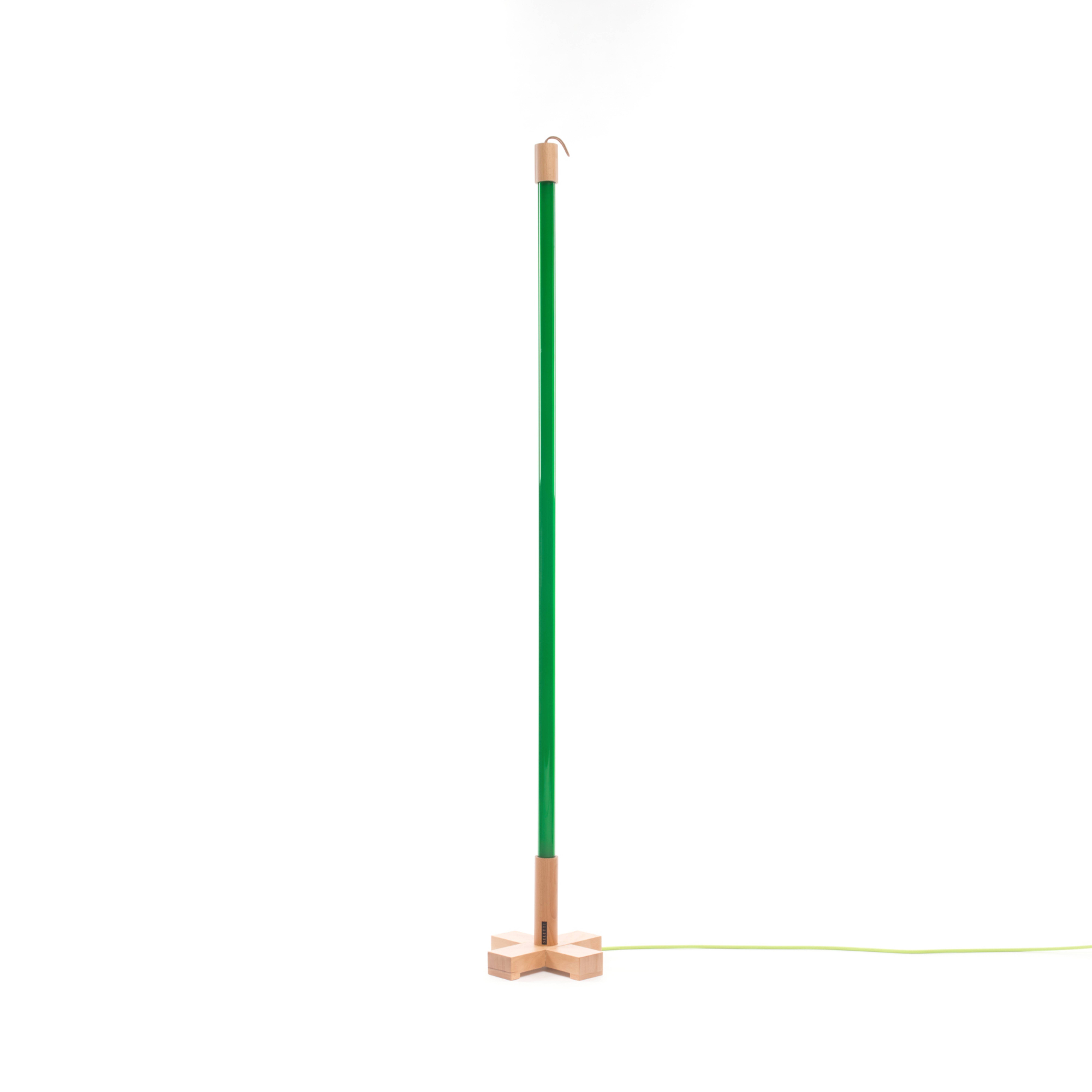 Lampe sur pied LED Linea avec bois, verte