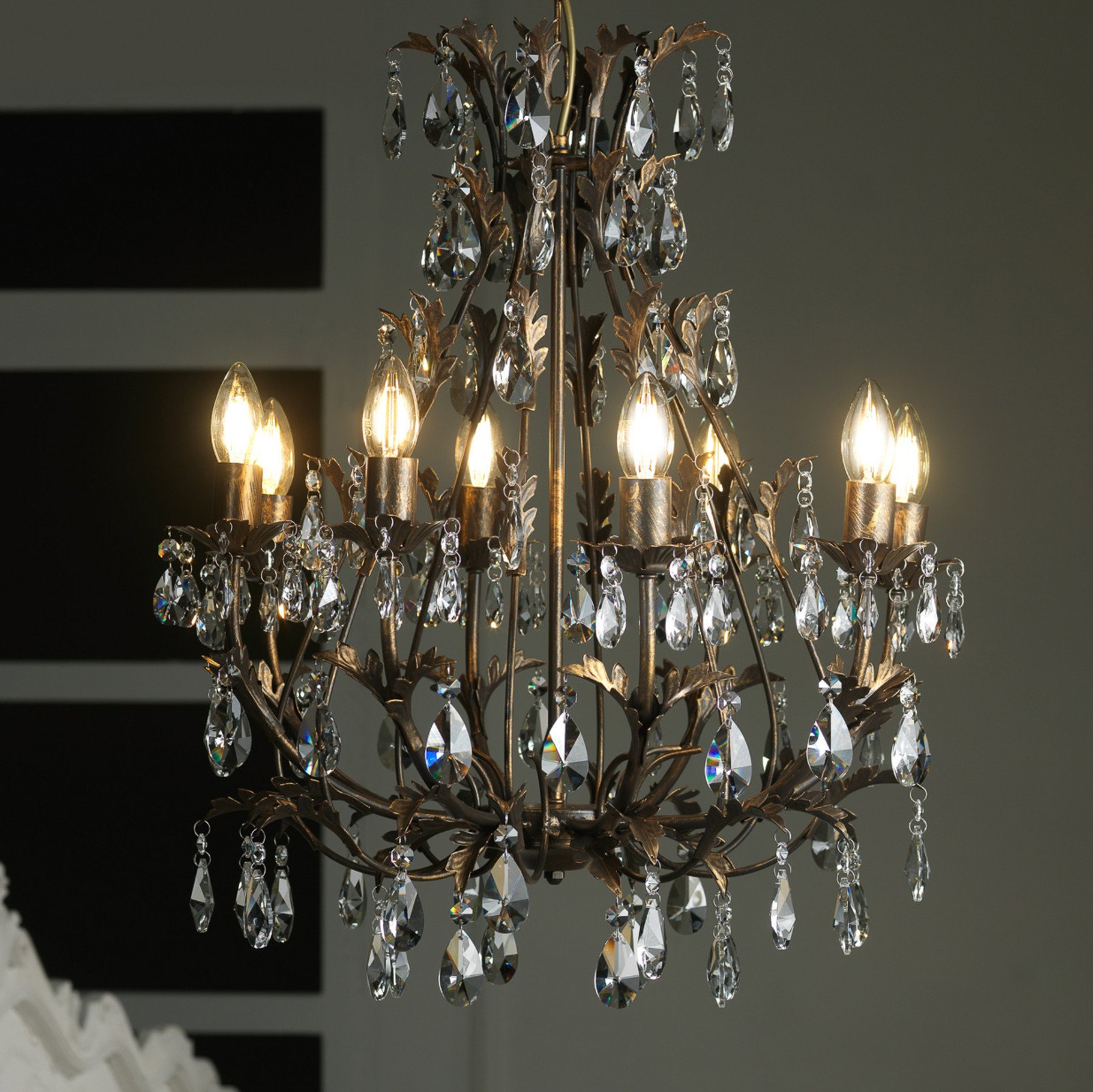 ONLI Candelabru Botte din metal cu 8 becuri bronz - Camera de zi / sufragerie - Florentin