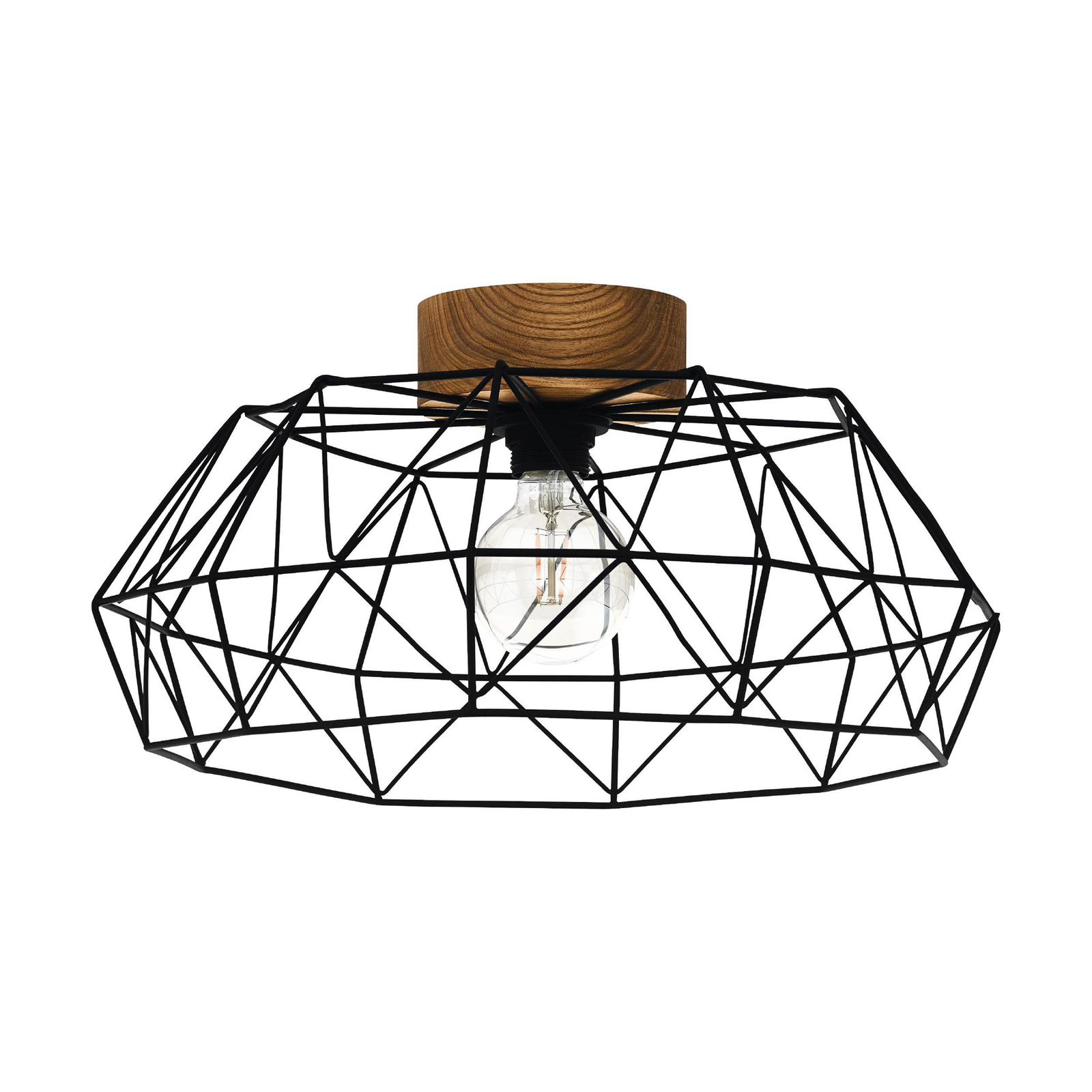 Plafondlamp Padstow met hout-baldakijn