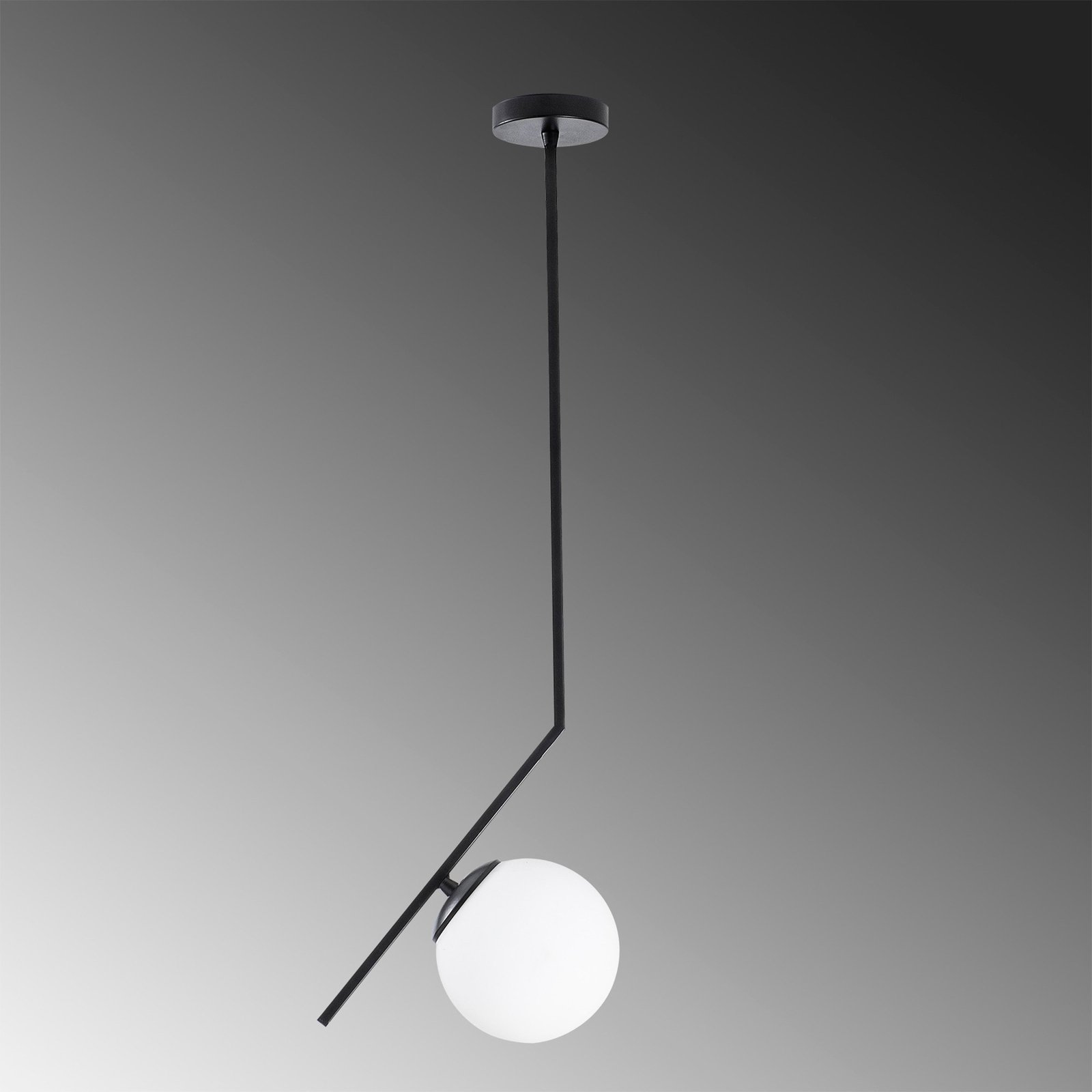 Dolunay 143-AV hængelampe, sort, 1 lyskilde, glas