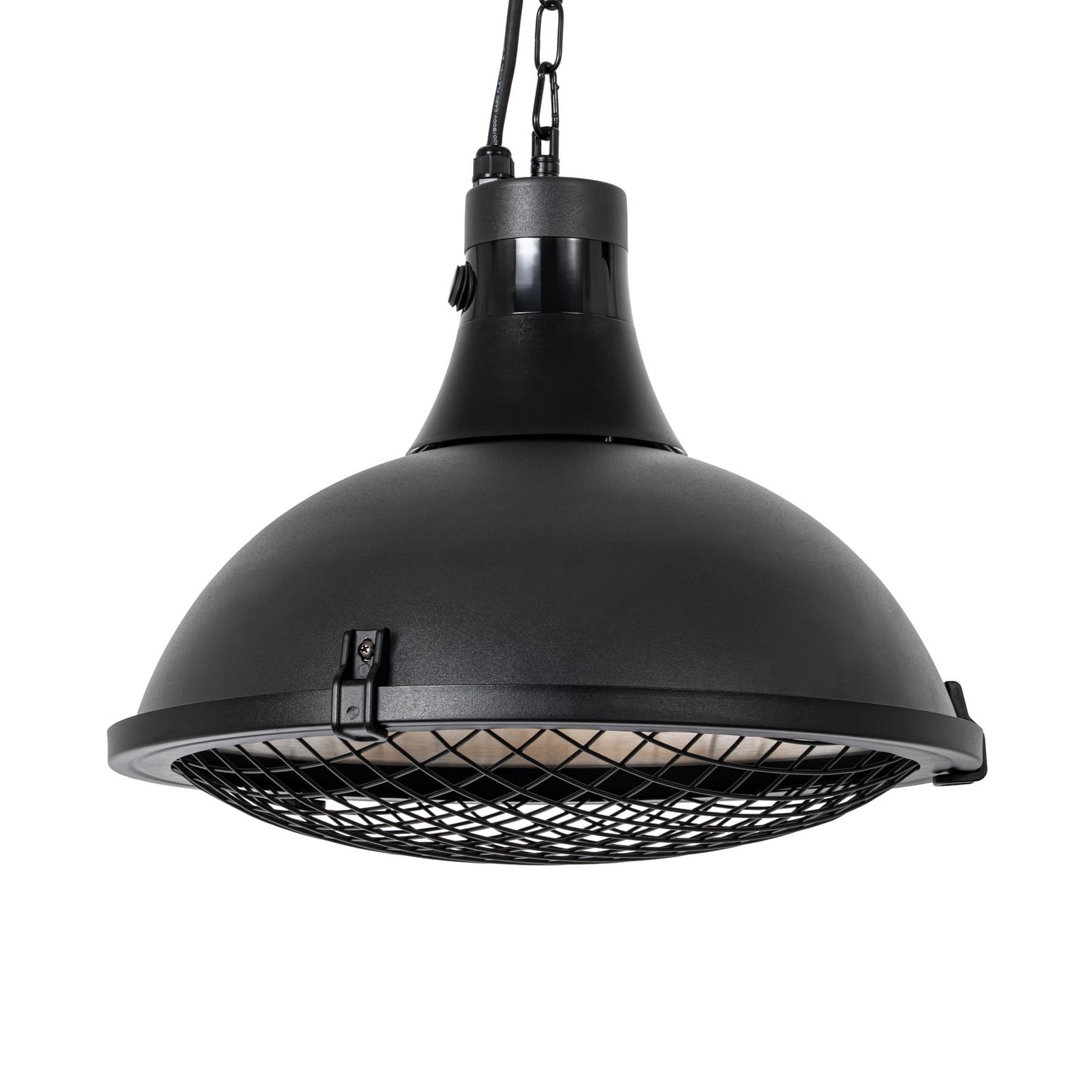 Wiszący promiennik grzewczy Lucande Ormio, czarny, Ø 43 cm, IP44 Wiszący promiennik grzewczy Lucande Ormio, czarny, Ø 43 cm, IP44
