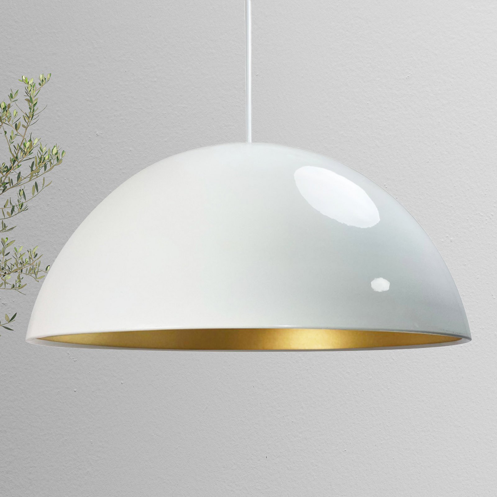 Lipeo pendant light, white/gold, Ø 40 cm, metal, E27