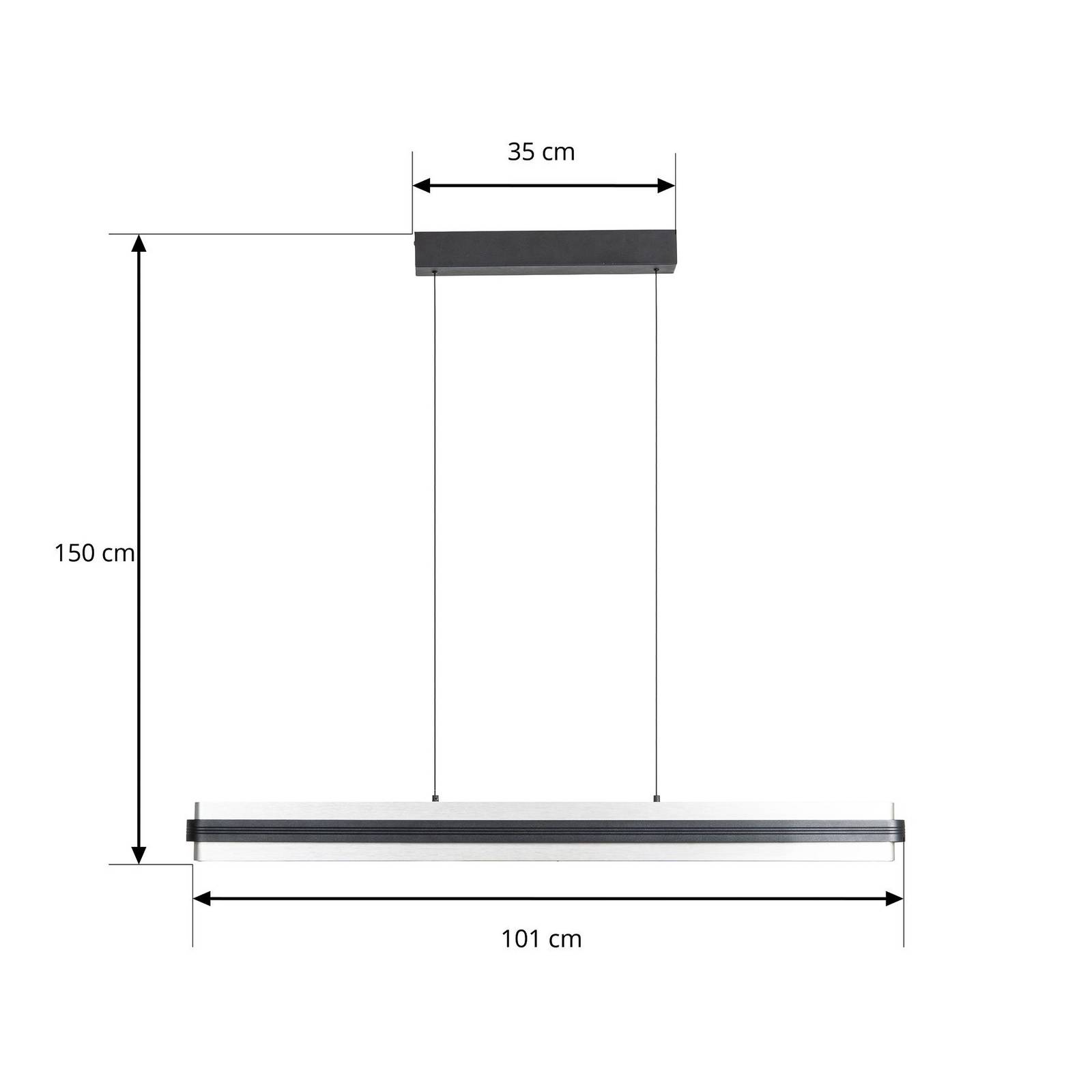 Żyrandol LED Lucande Tarnin, czarna/niklowa, 98 cm