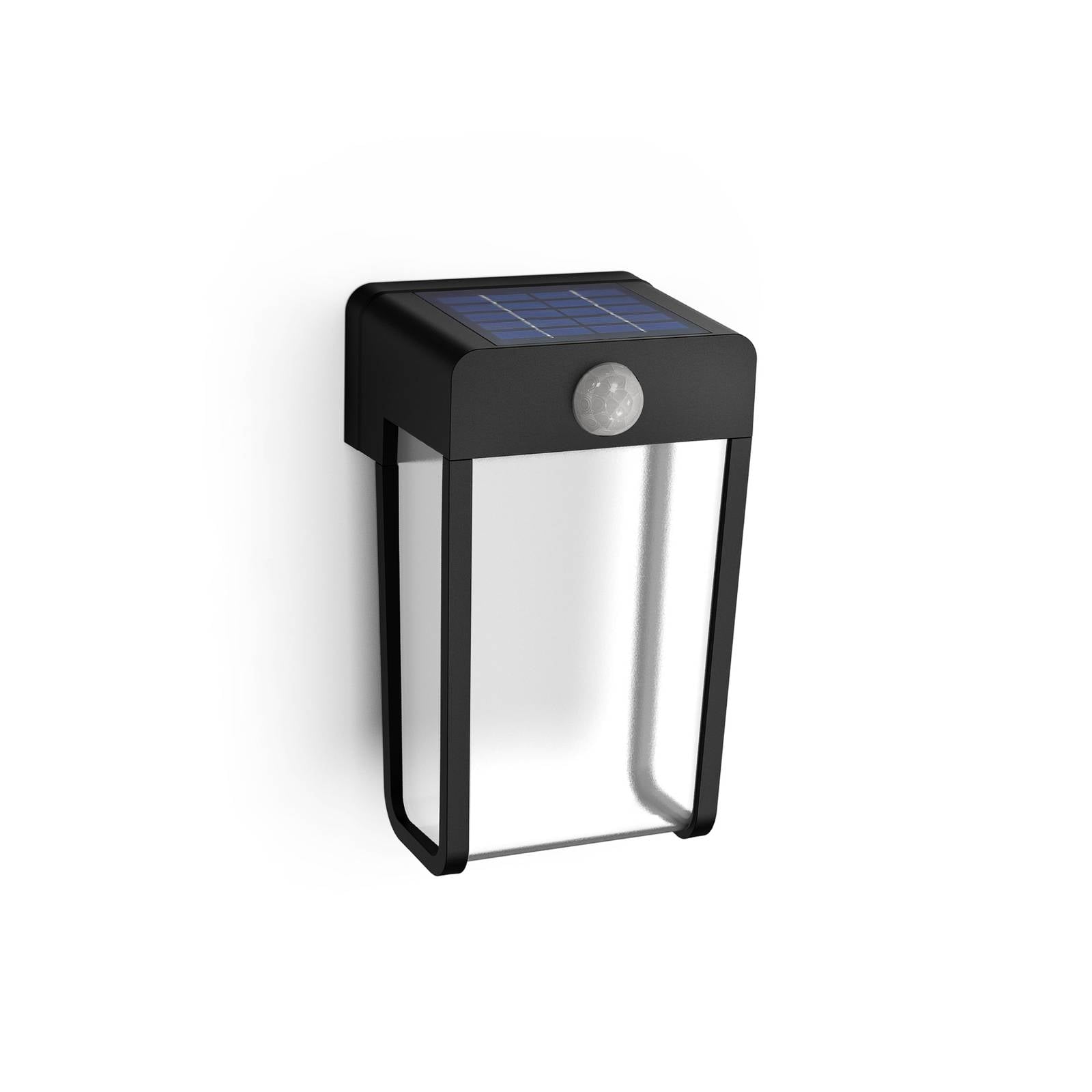 Philips LED-Solar-Wandleuchte Shroud, schwarz/klar, Sensor