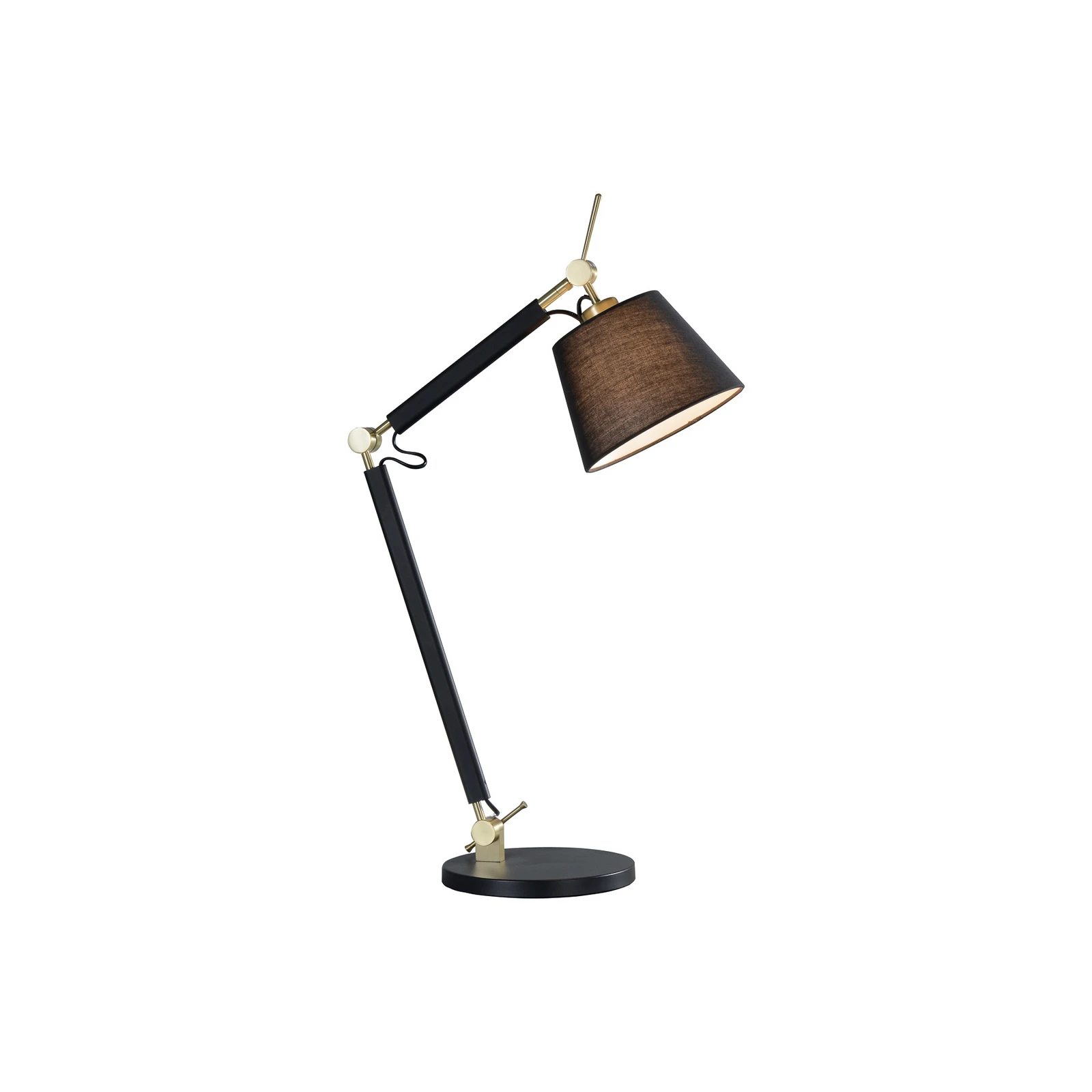 Stolová lampa Lucande Marvaine, čierna/zlatá farba, nastaviteľná