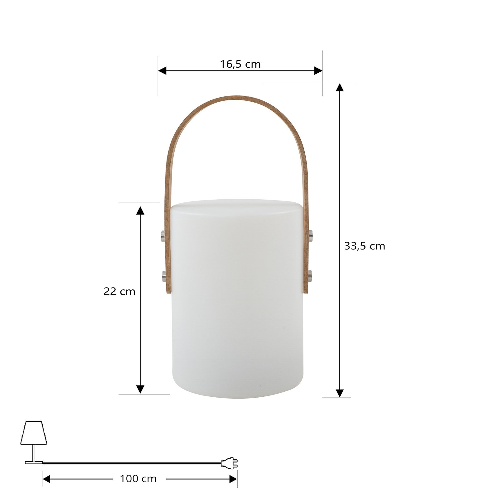 Lámpara de sobremesa Lindby LED recargable para exteriores Juria, blanca,