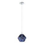 Suspension Meliciano, bleue, verre, Ø 22 cm, E27