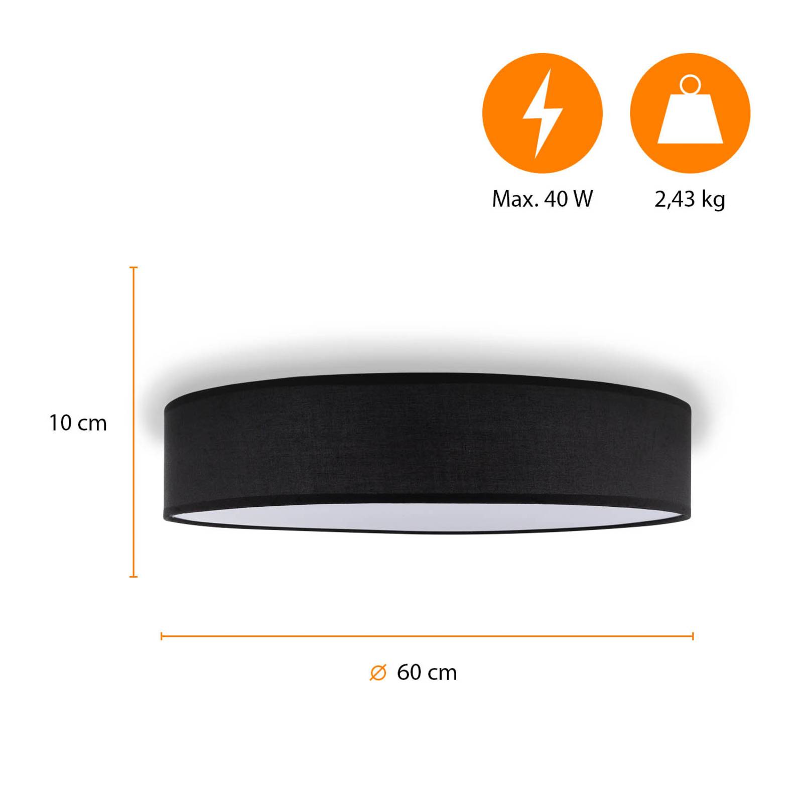 Lampa sufitowa Mia, czarna, Ø 60 cm