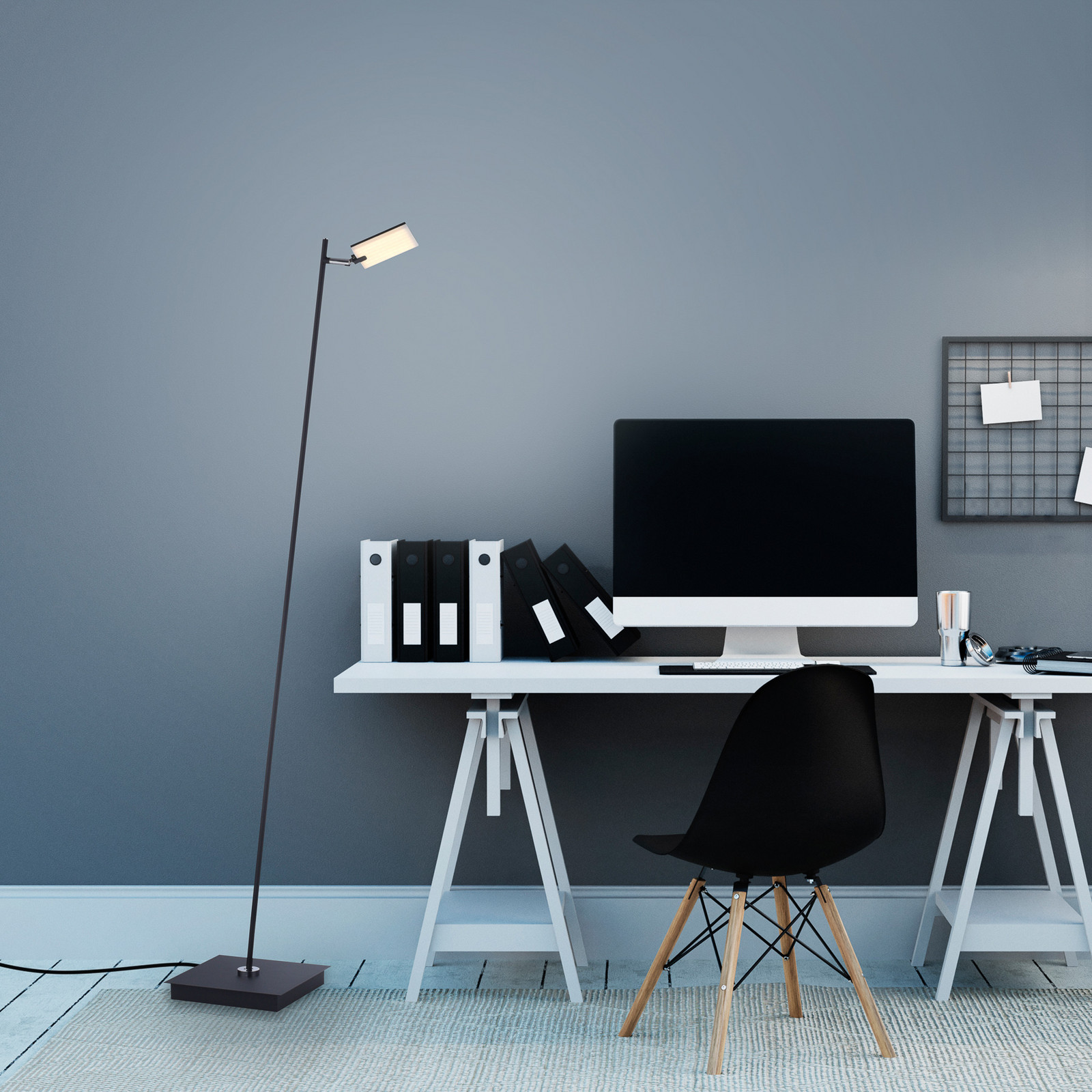 Lampadar LED PURE Mira negru perlat telecomandă - Camera de zi / sufragerie - Modern - perlă neagră albă - Metal