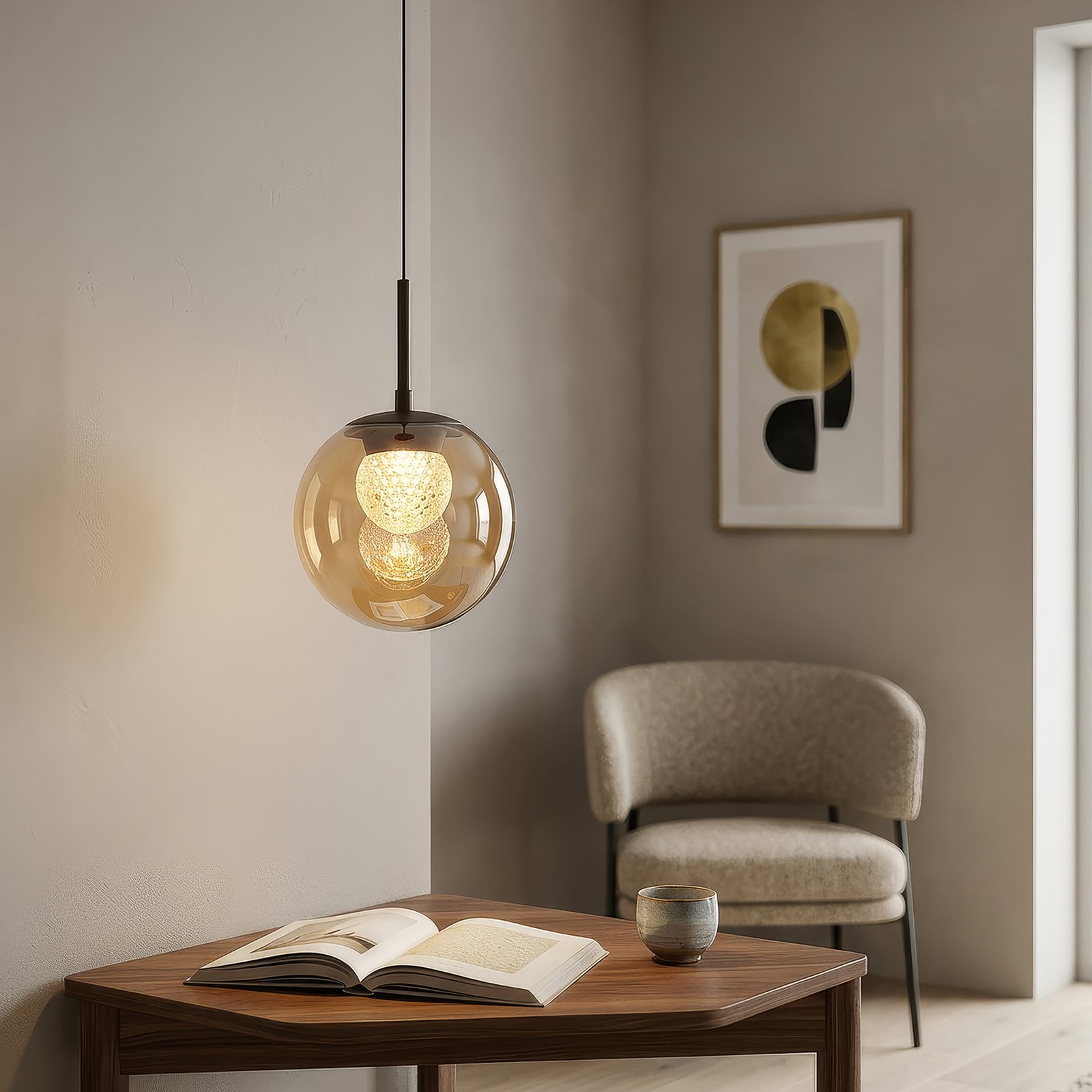 LED-Hängeleuchte Solis, 1-flammig, bronze, Glas, 2.700 K LED-Hängeleuchte Solis, 1-flammig, bronze, Glas, 2.700 K