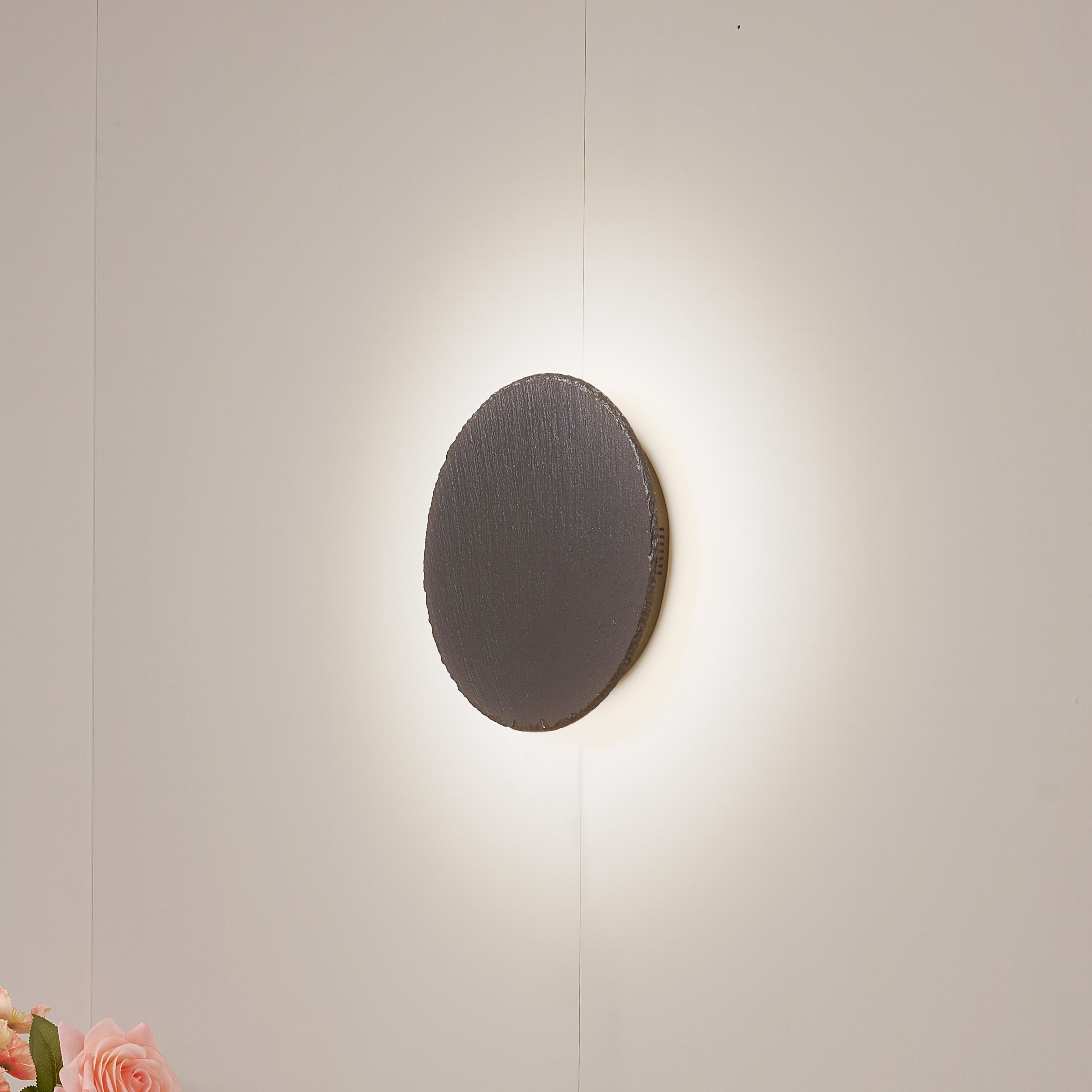 Lindby LED-væglampe Peetu, Ø 25 cm, skifer, dæmpbar