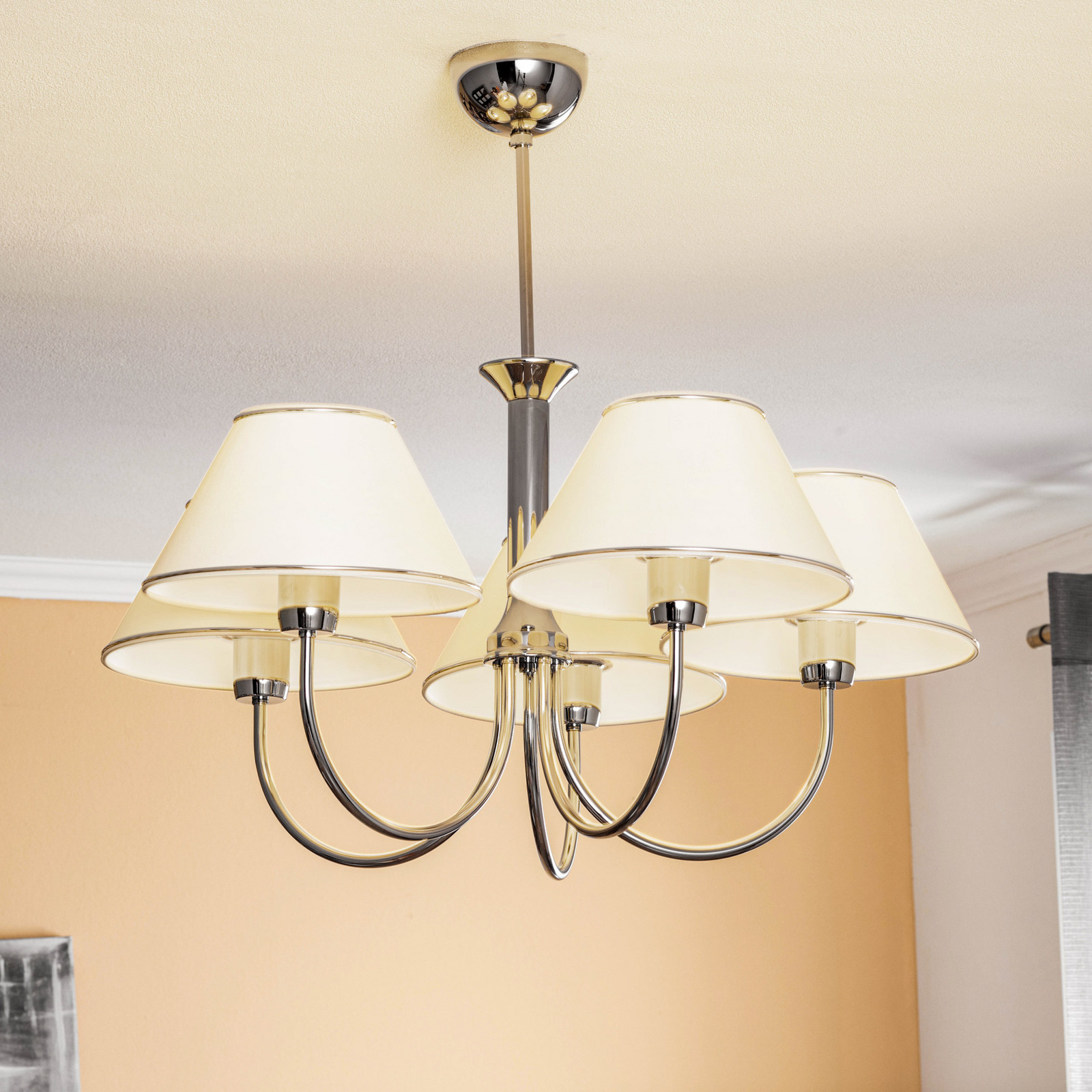 Jupiter Candelabru Londra crom/crem 5 becuri - Camera de zi / sufragerie - crom alb crem - Metal