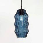 Origami pendant light made of glass, blue