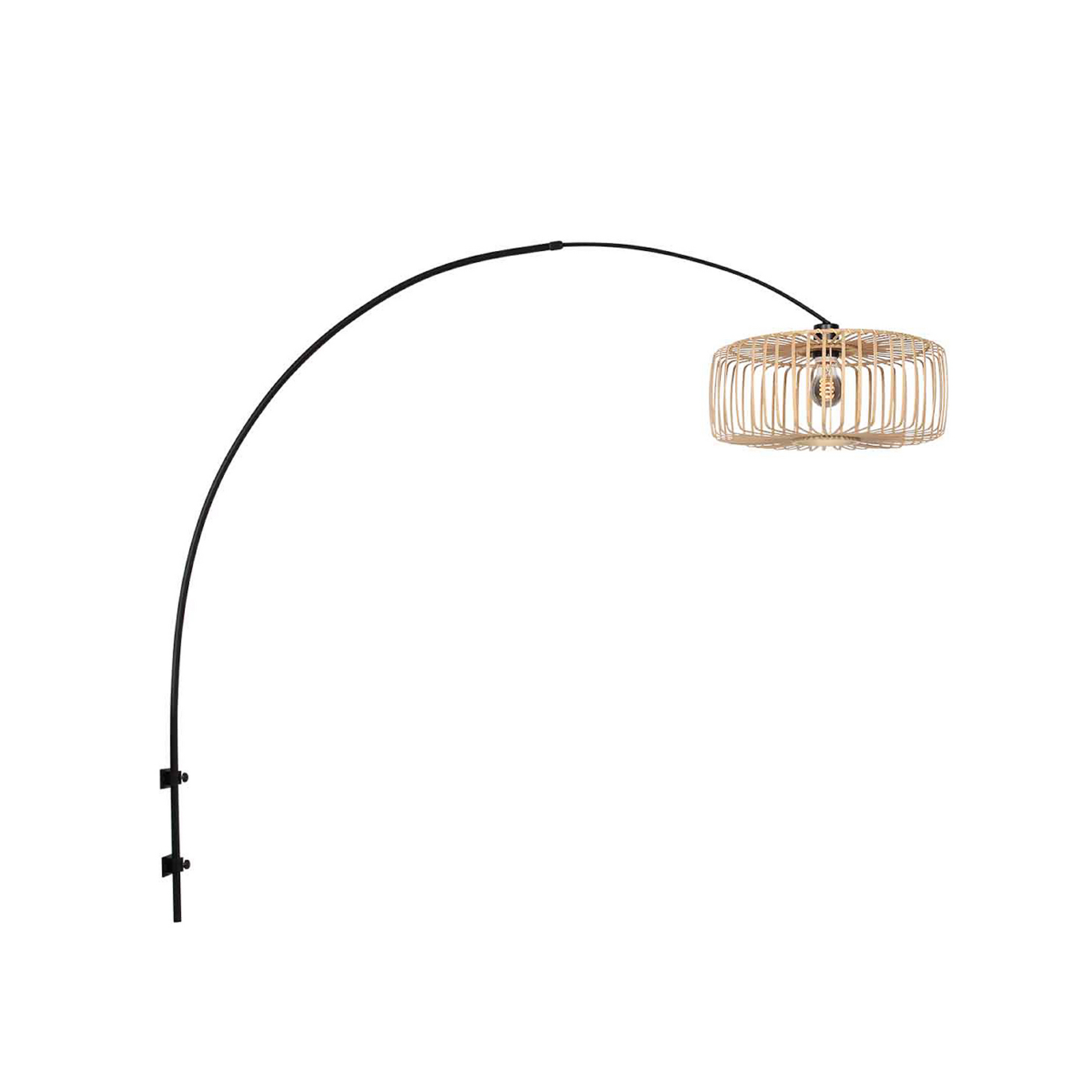 Wandlampe Sparkled Light 4151ZW, schwarz/Bambus natur, E27