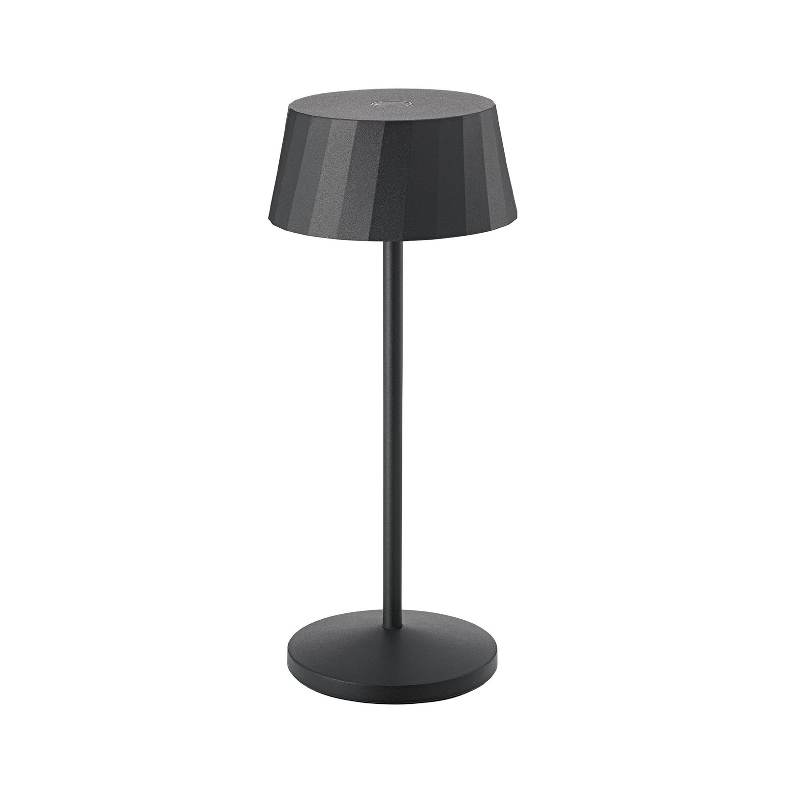 Candeeiro de mesa LED recarregável Facetta, preto, 22 cm, metal CCT IP44
