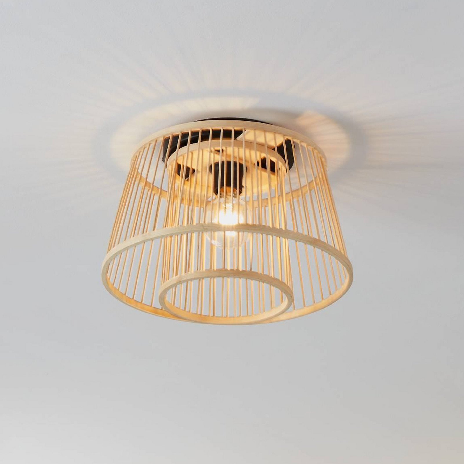 EGLO Plafonieră Hykeham Ø 38 cm naturală bambus - Camera de zi / sufragerie - Scandinavă - natural negru - Bamboo