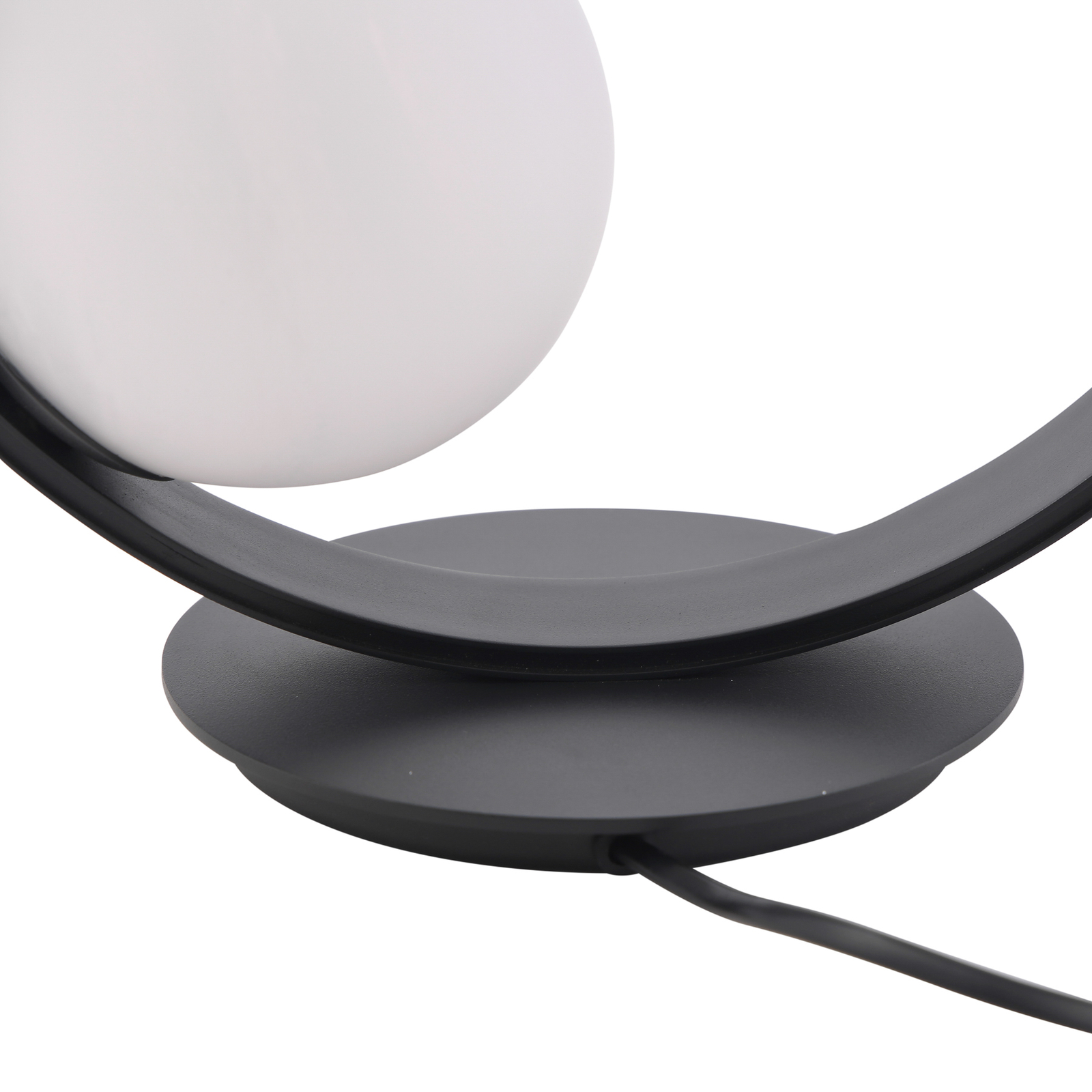 Stolní lampa Lucande Luneo LED, ve tvaru kruhu, černá/opálová