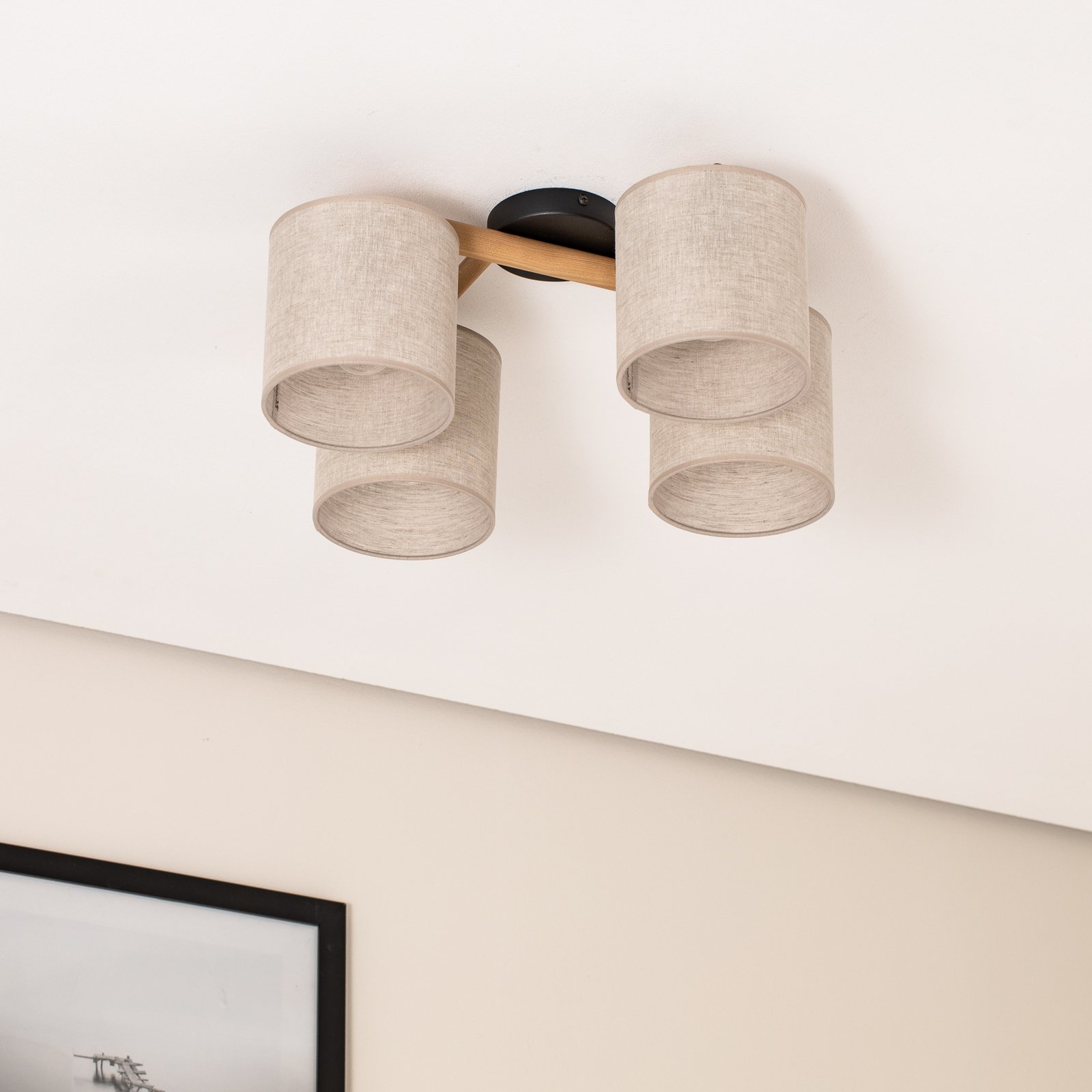 Deva ceiling lamp, 4-bulb, textile