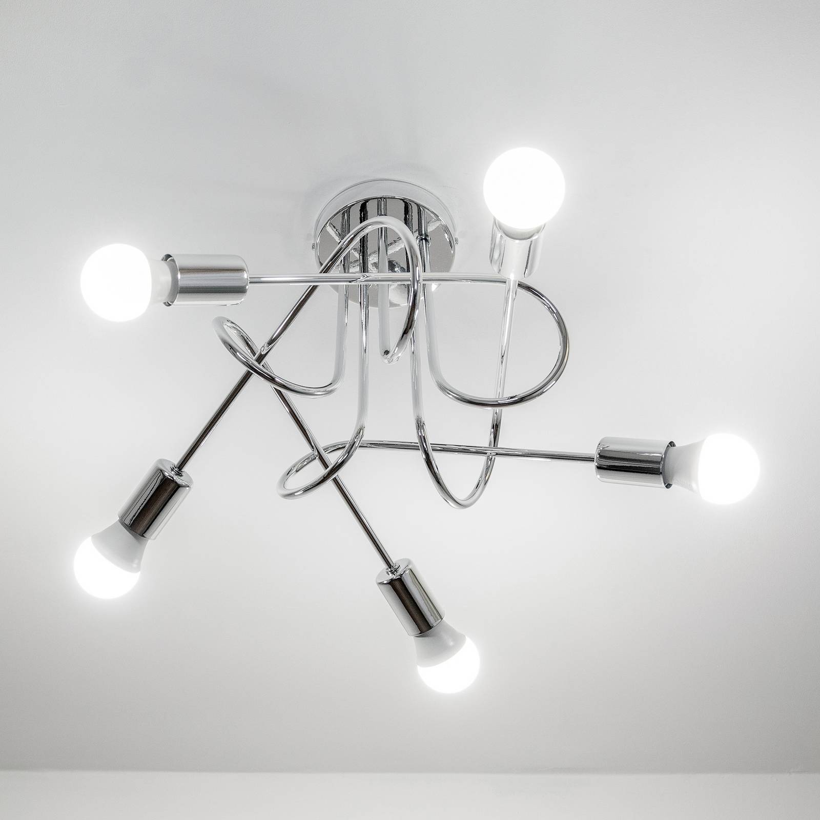 Lampa sufitowa Oxford, chrom, 5-punktowa, Ø 47 cm, metal