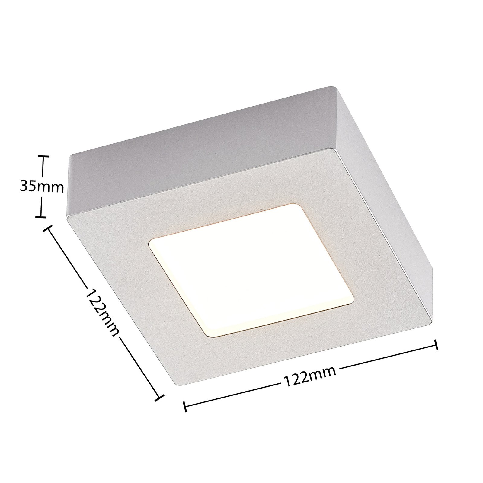 Prios LED ceiling light Alette, silver, 12.2 cm, dimmable