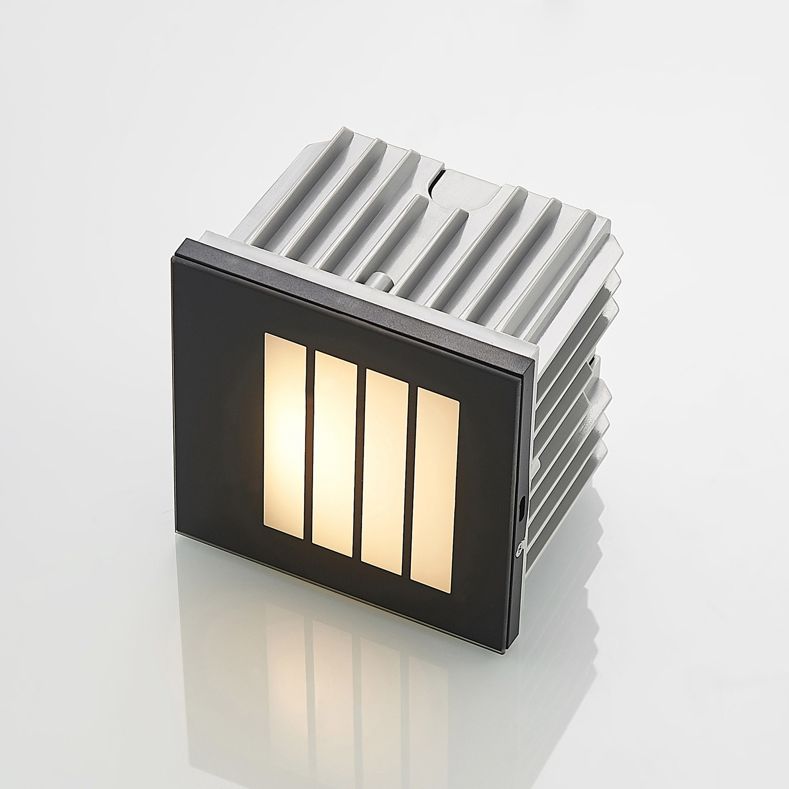 Arcchio LED-vegginnfellingslampe Zamo, rasterdeksel, sort