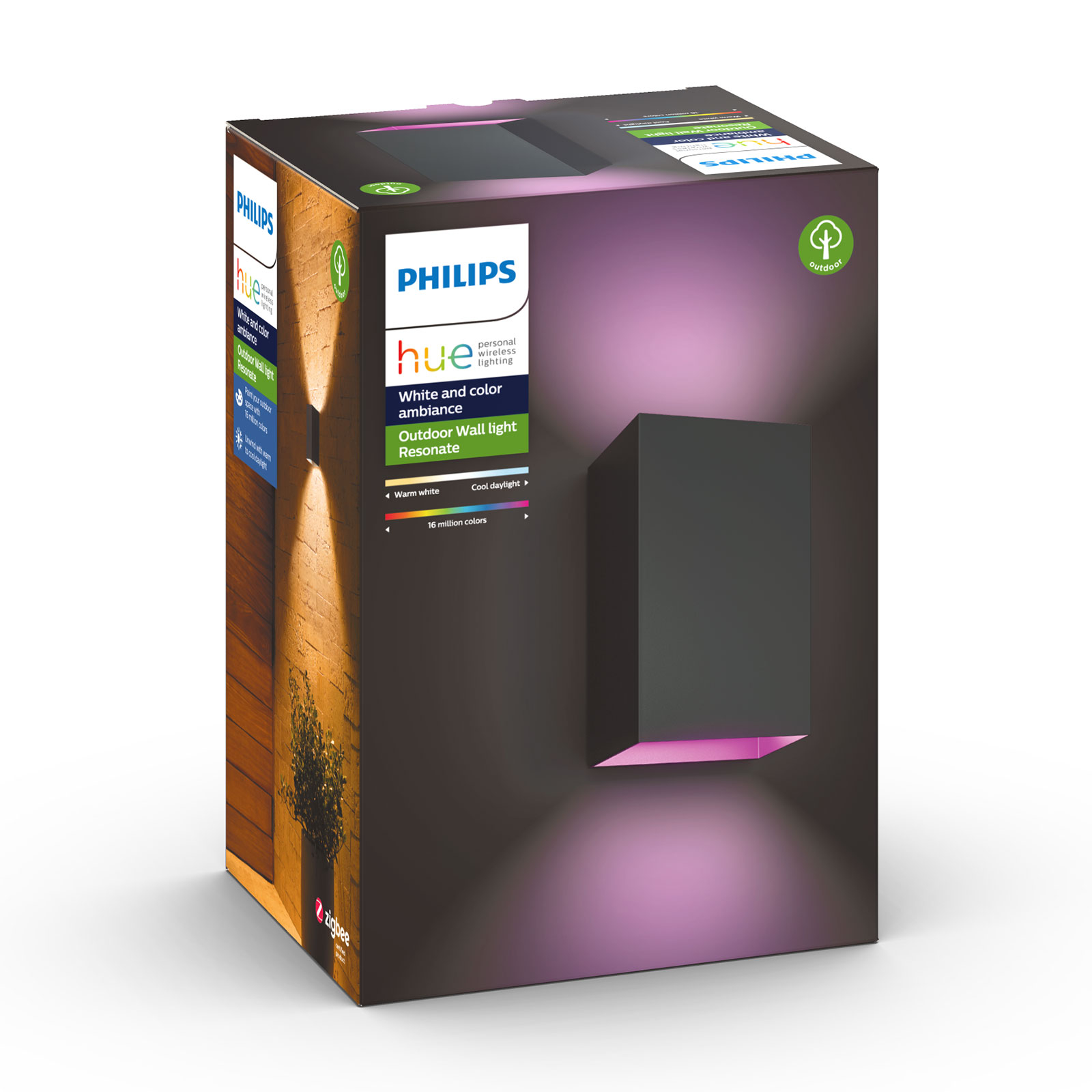 Resonate Candeeiro de Parede Exterior White/Color Amb. Black - Philips Hue