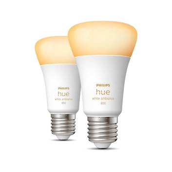 Philips Hue White Ambiance E27 6 W, sæt med 2 stk