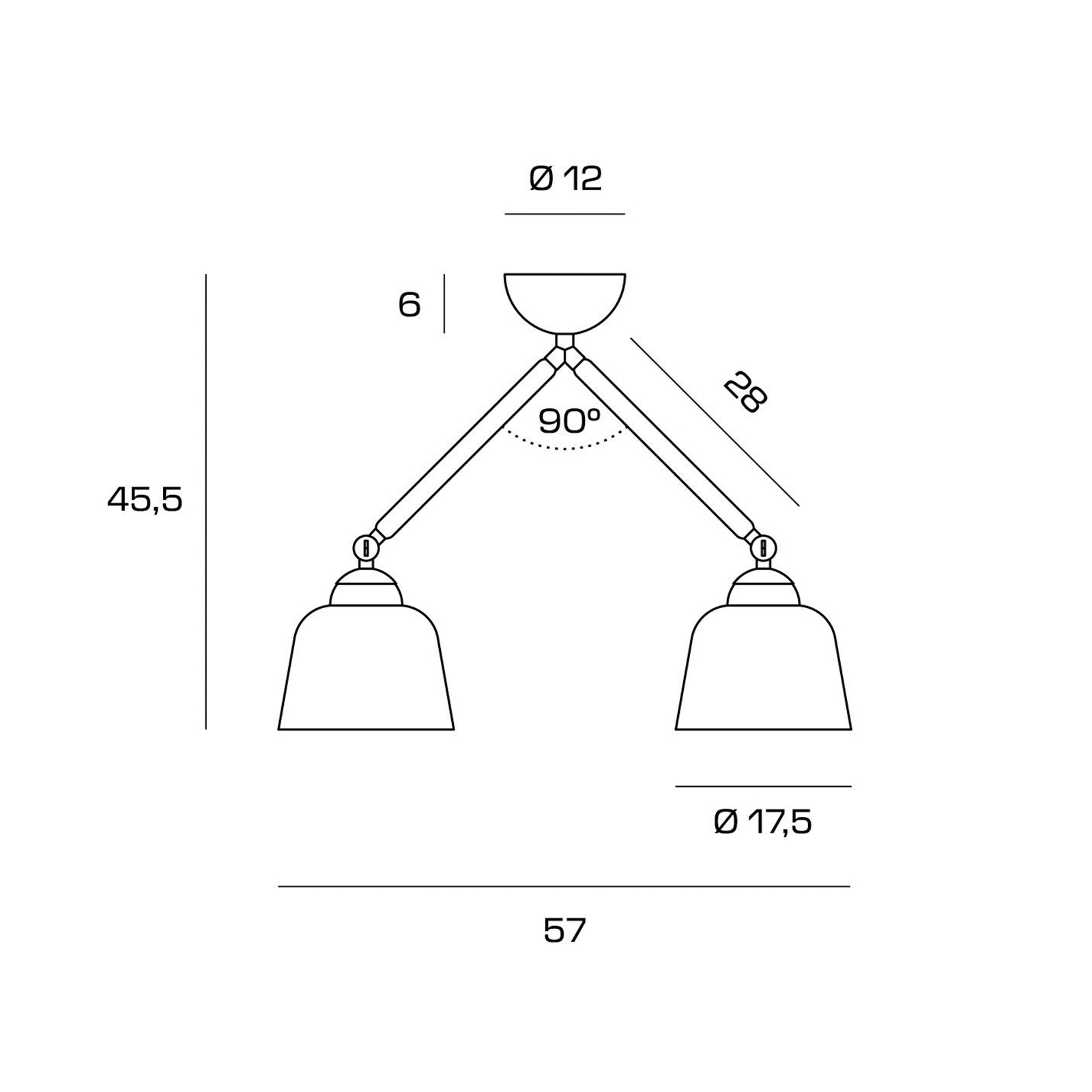 Neoretro taklampe, 2 lyskilder, svart/milky, ledd