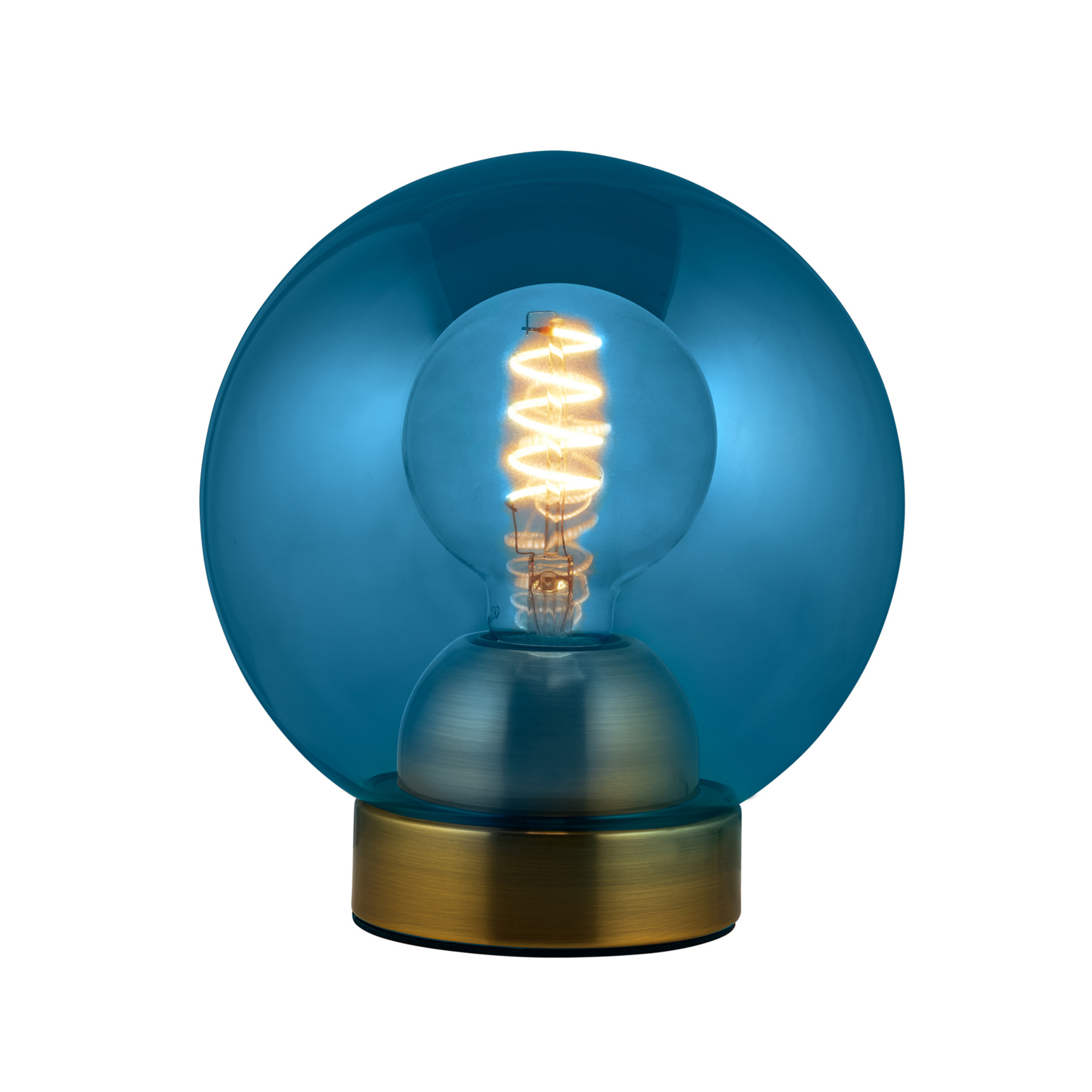 BUBBLES bordlampe, blå, Ø 18 cm, glass, E27 – Halo Design