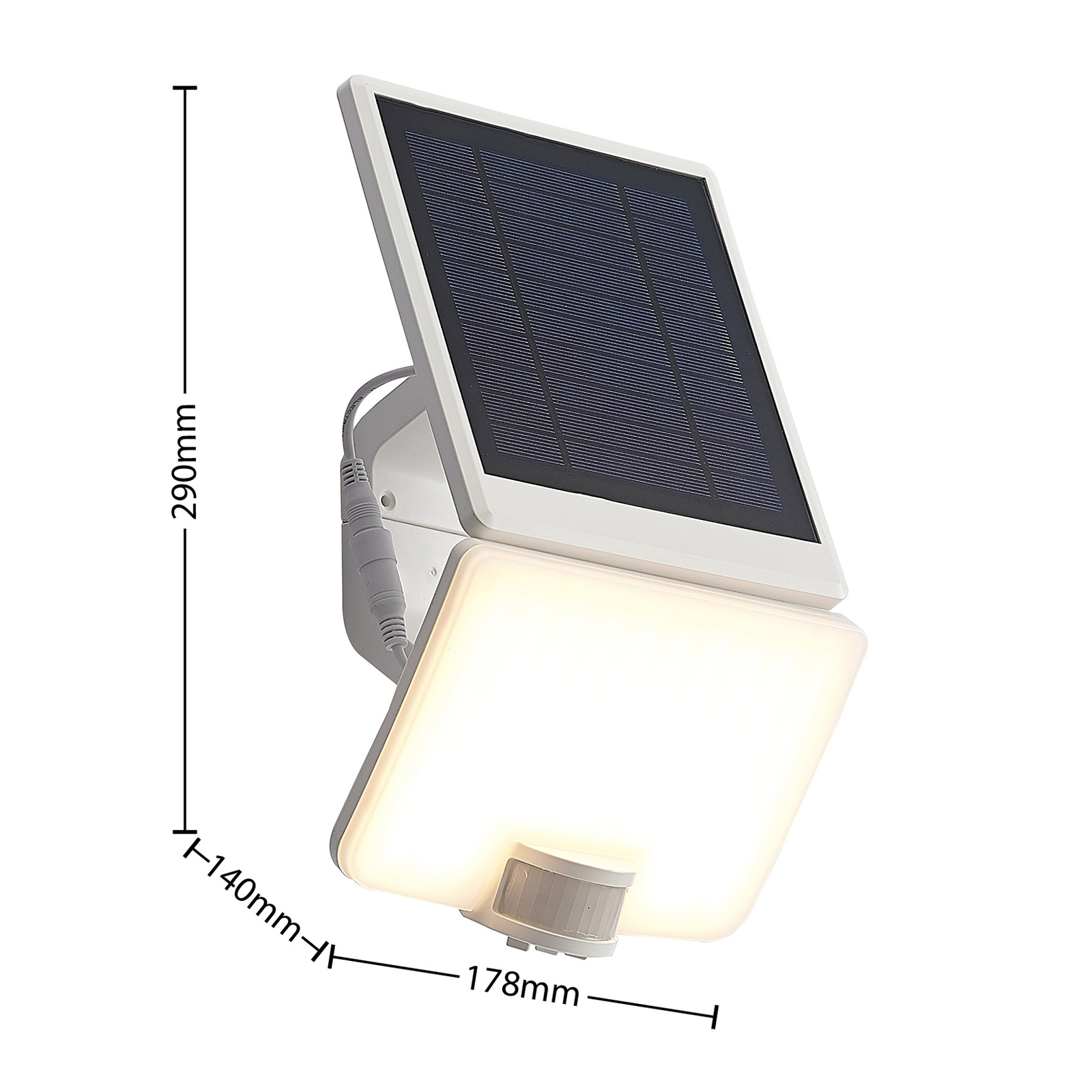 Prios Yahir applique LED solare, sensore, bianco