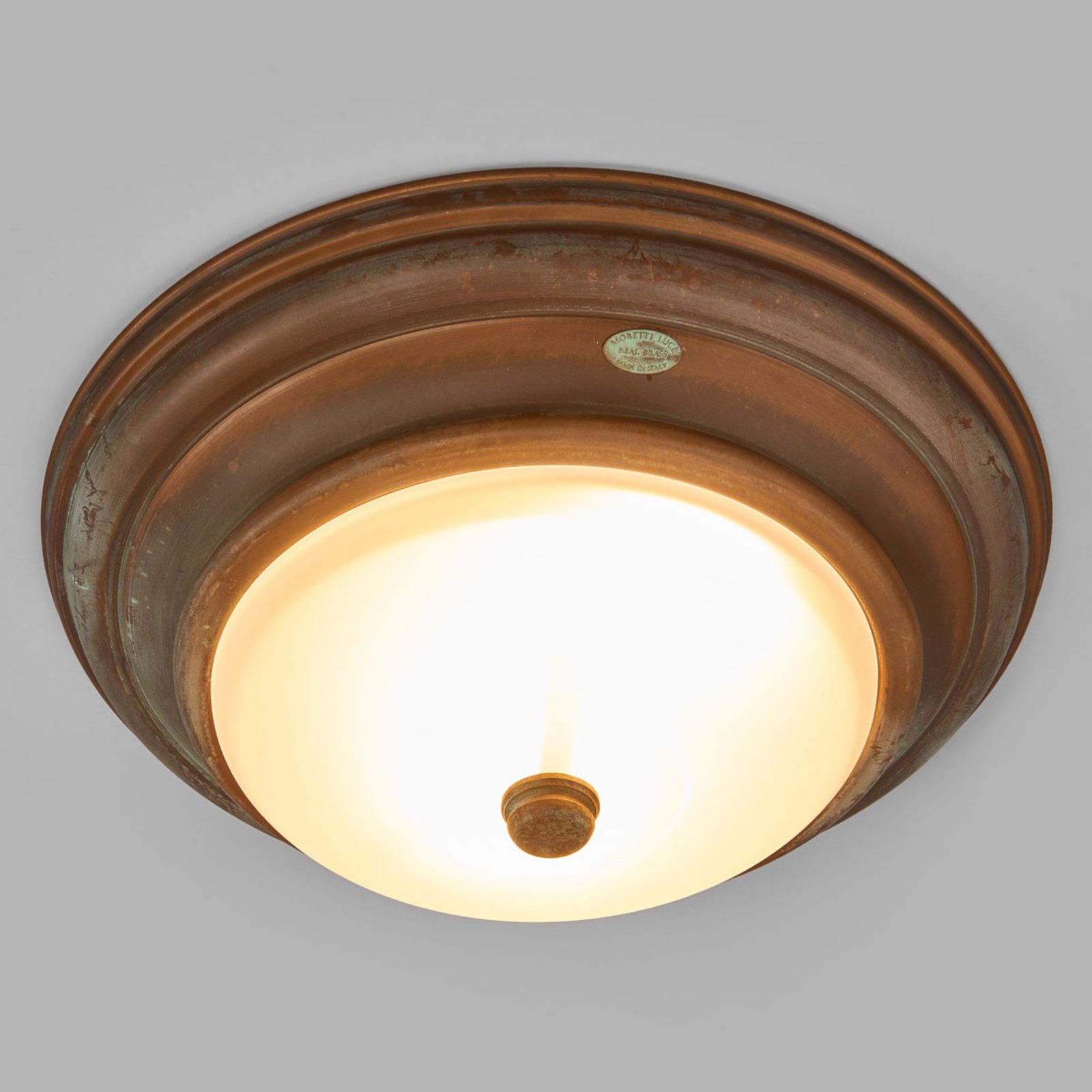 Moretti Antique-looking ceiling light Clasico, for Hallway, glass, metal, E27, 23 W, energy efficiency: A++, H: 12 cm