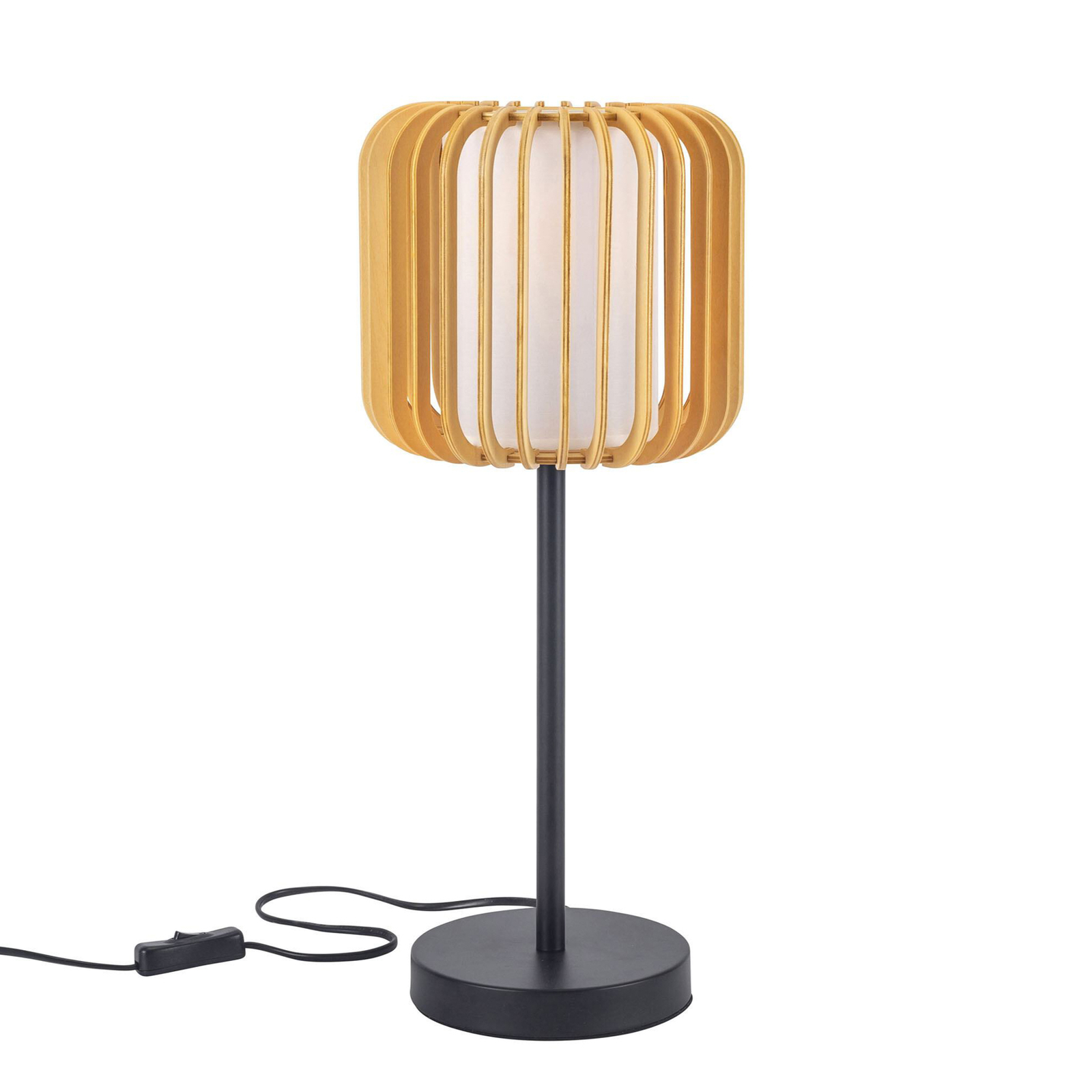 Forlight lampe de table Viva, marron clair, bois/métal, hauteur 49 cm