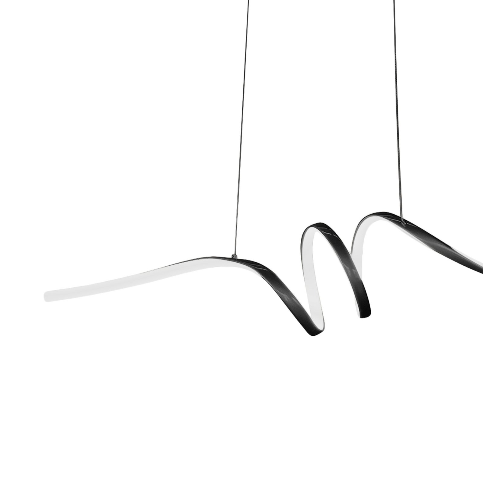 LED pendant light Loop, metal, black chrome, 4,000 K