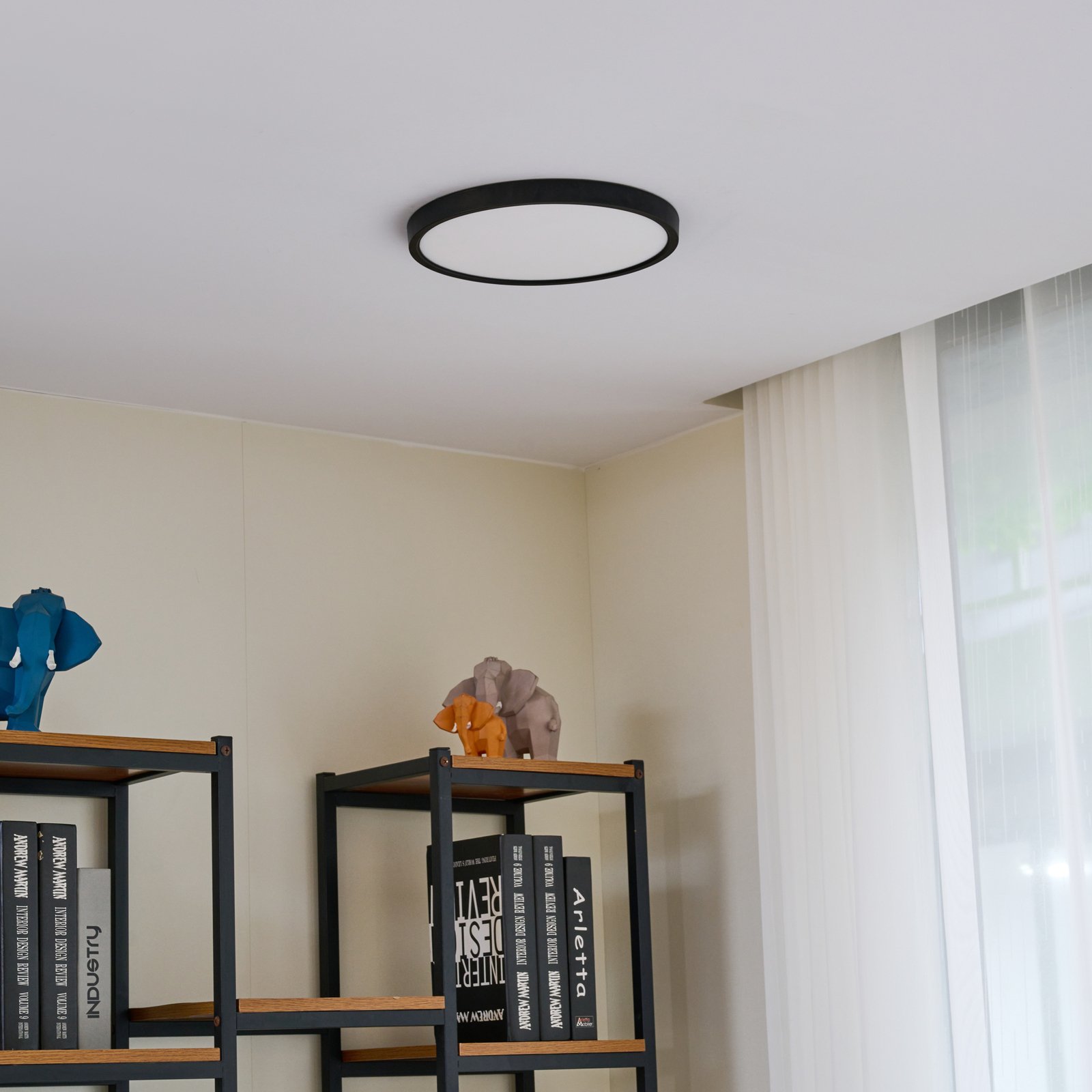 Lindby Smart LED осветление за таван Pravin, Ø 30 cm, CCT, черно