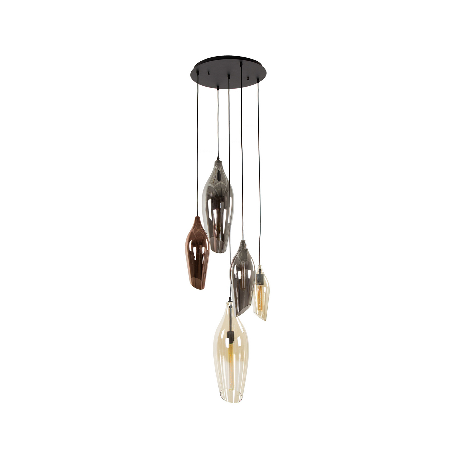 Hängeleuchte Mixture, multicolor, Glas, 5-flammig, E27