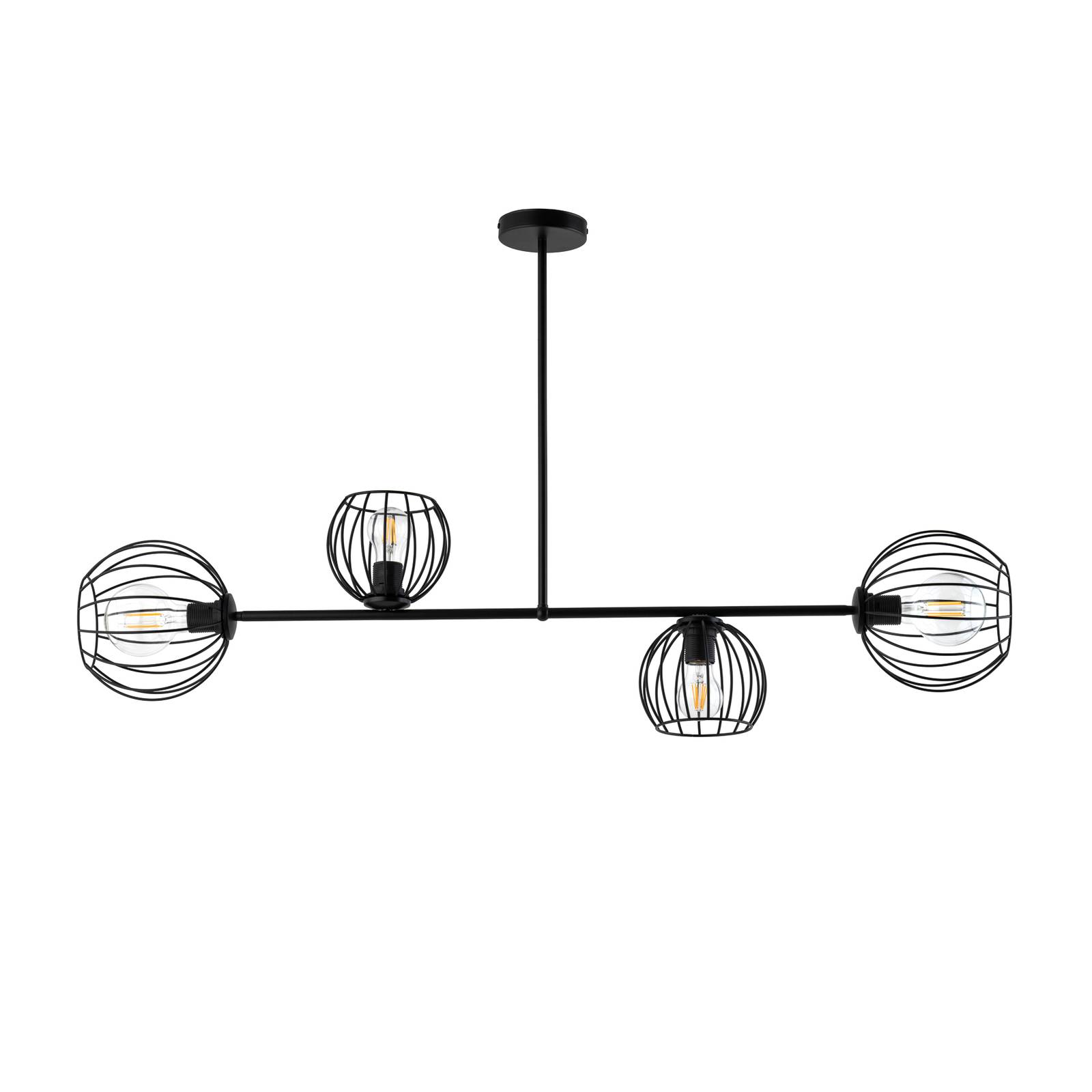 Taklampa Madam, svart, fyra burskärmar