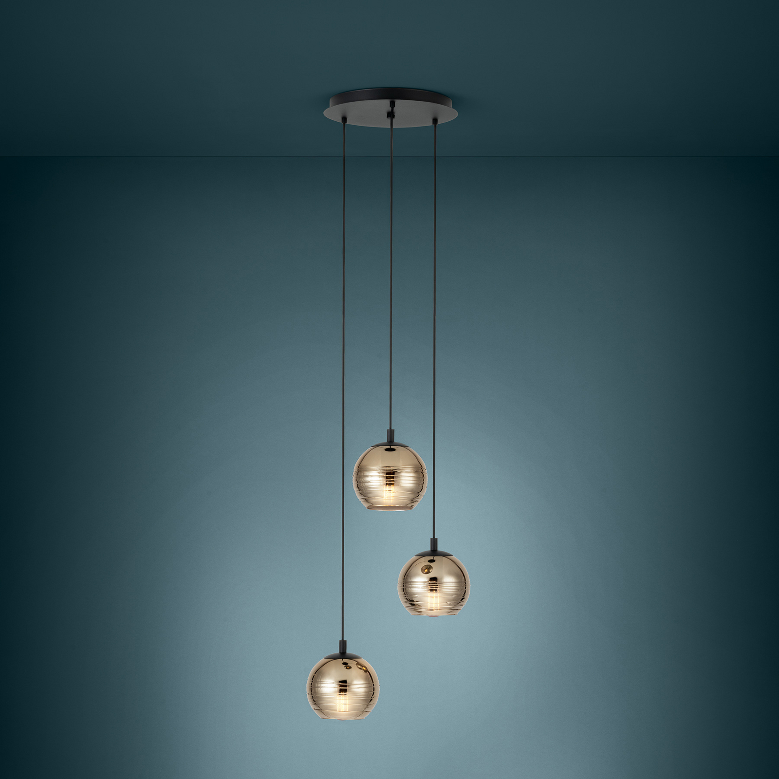 Suspension Stars of Light Lemorieta, dorée, Ø 44 cm, à 3 lampes